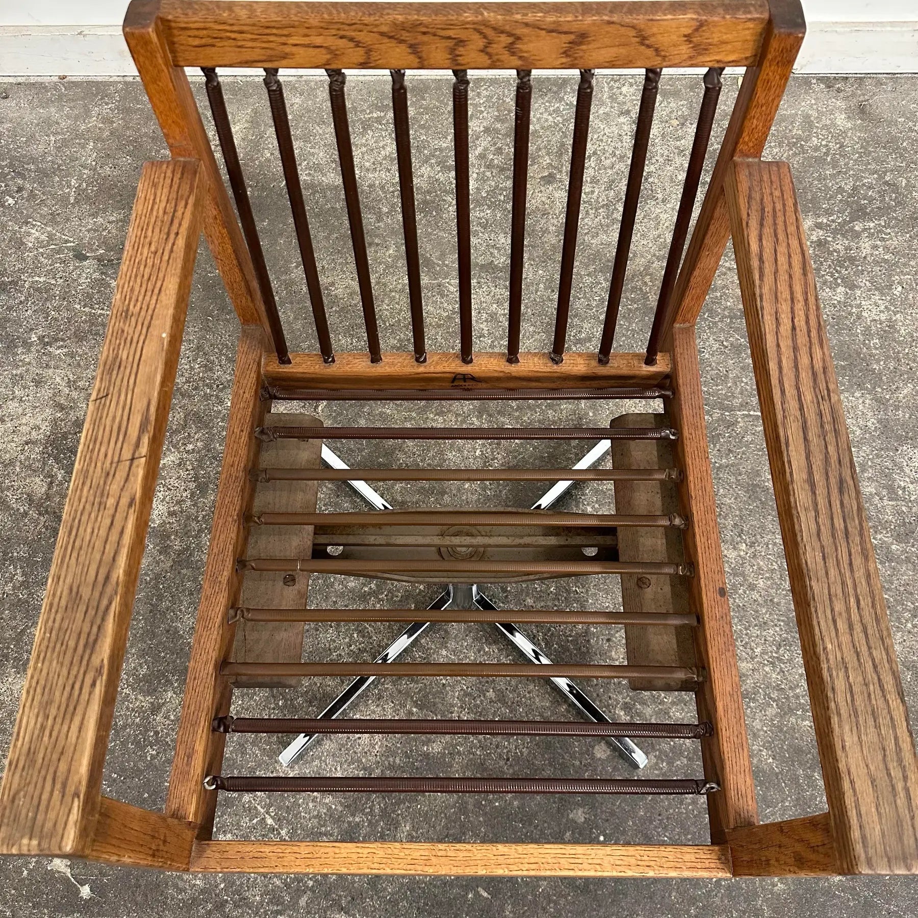 1971 Arden Riddle Oak Swivel Rocking Office Chair Mid Century Modern