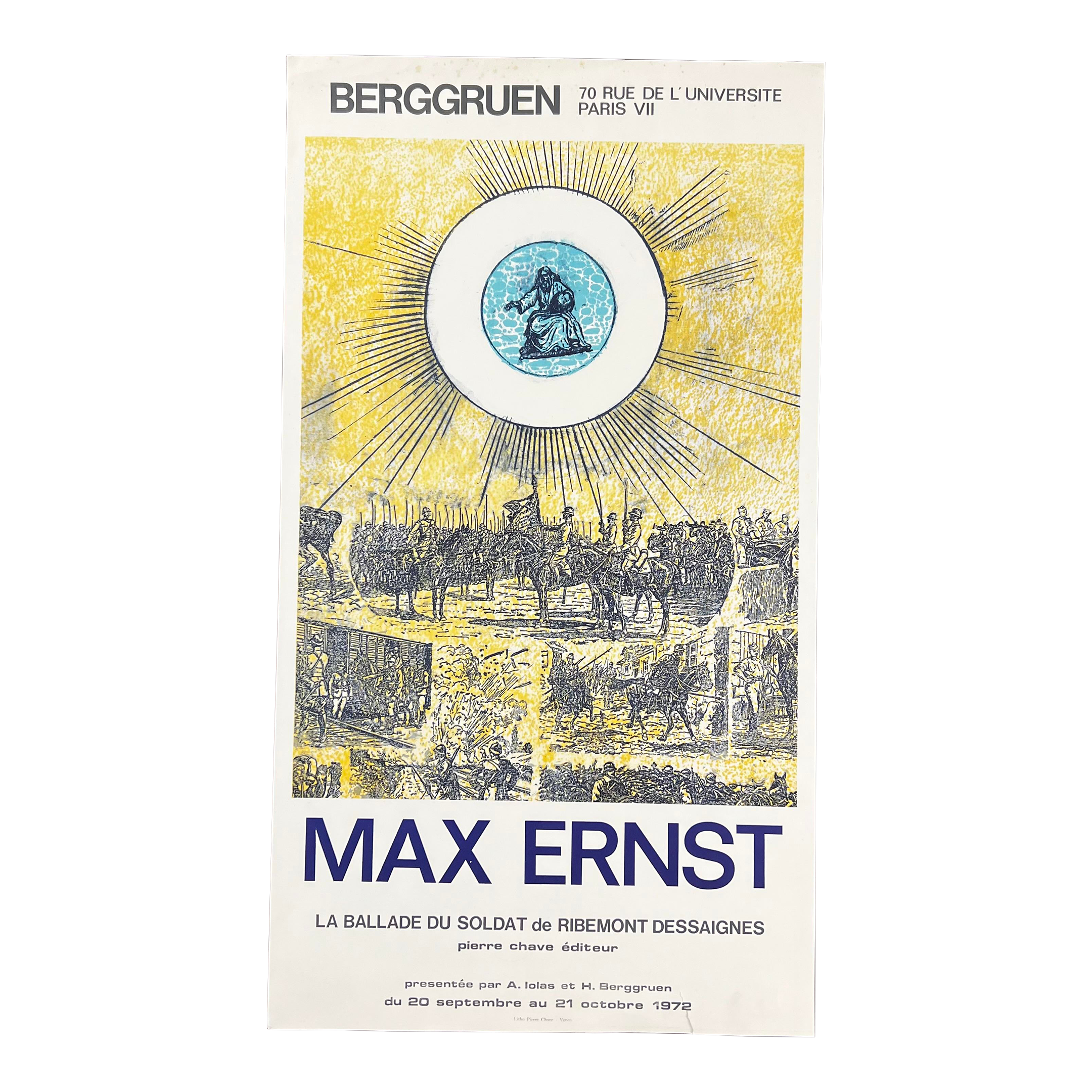 1972 Lithograph Max Ernst “The Ballad of the Soldier” Exhibition Poster