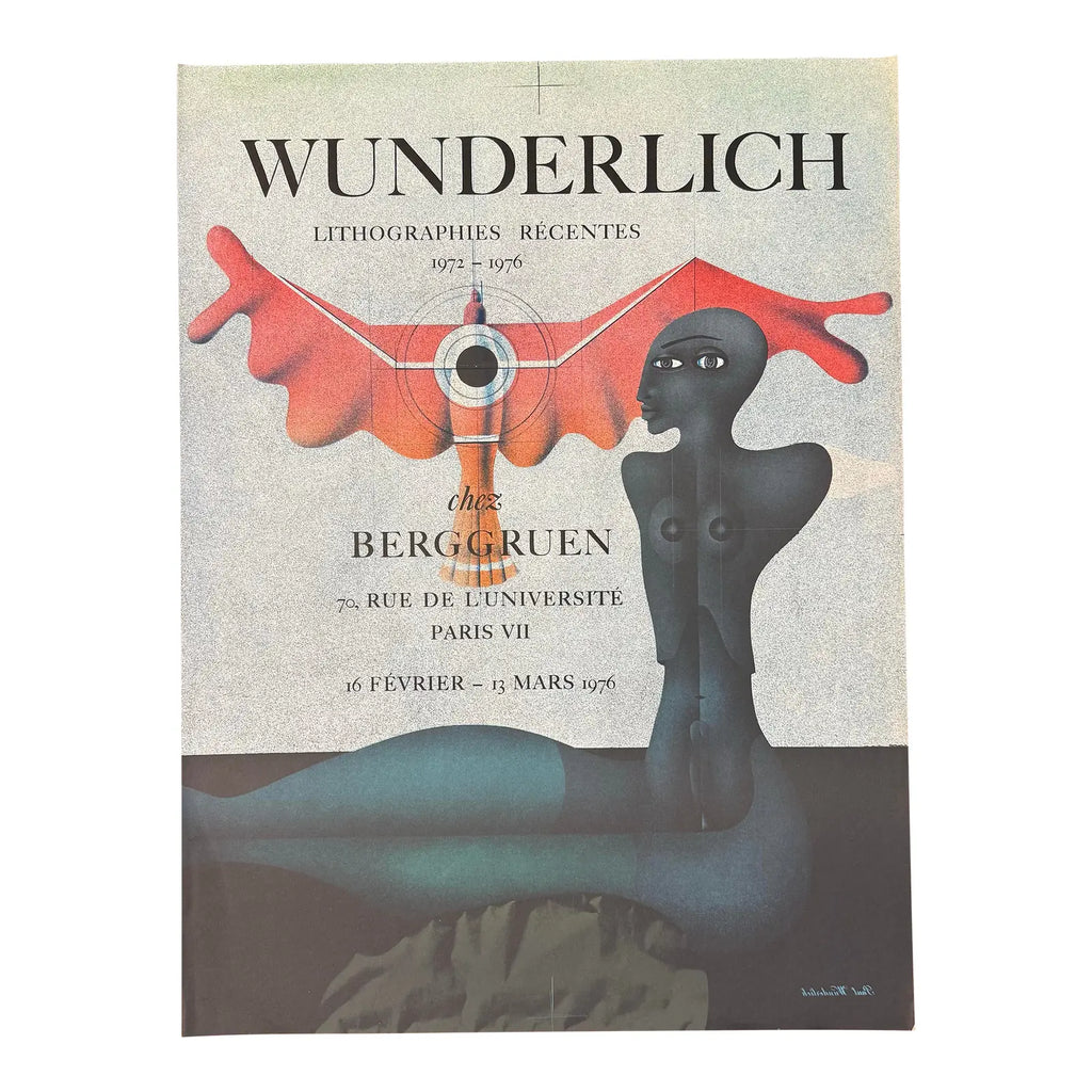1976 Paul Wunderlich Lithographs Exhibition Poster