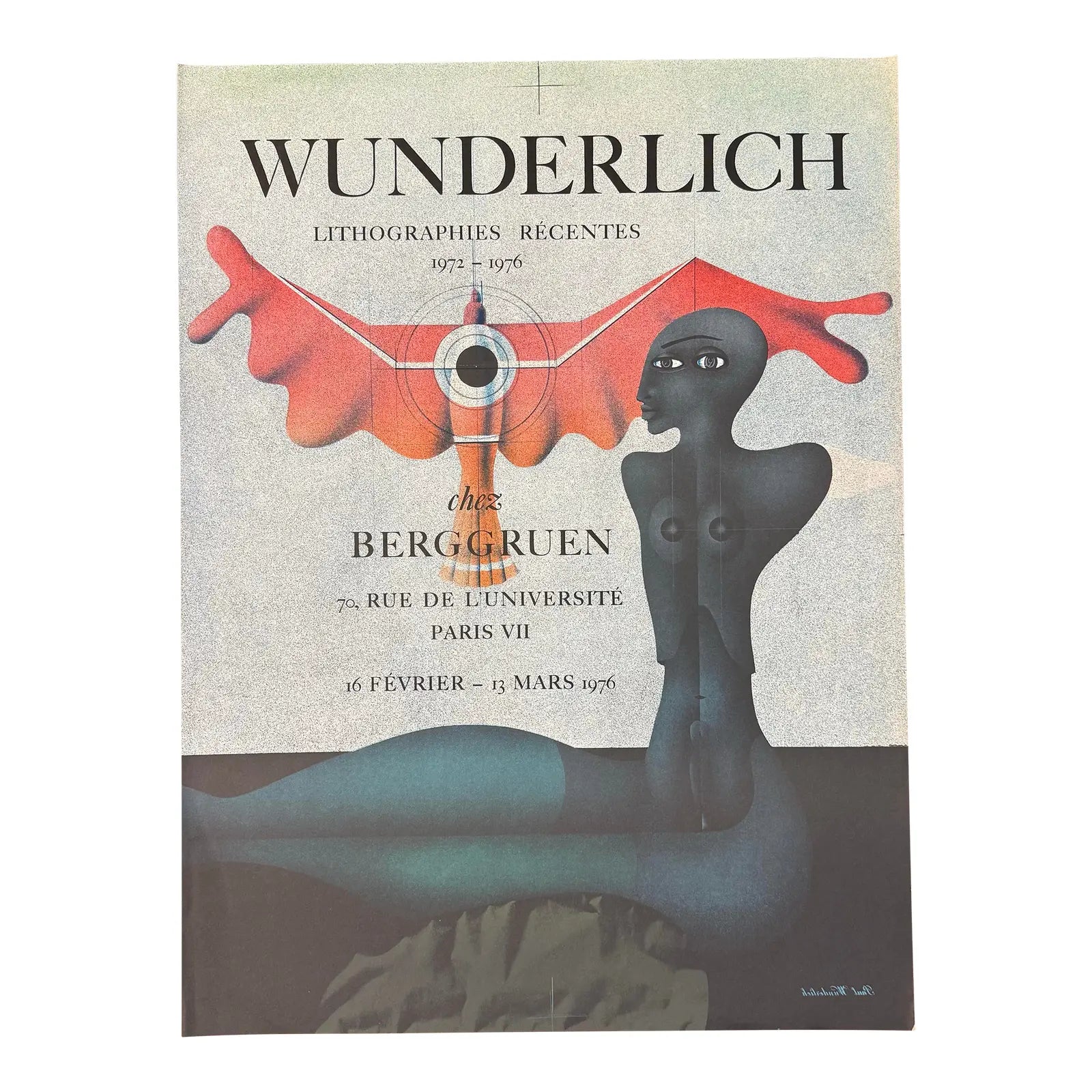 1976 Paul Wunderlich Lithographs Exhibition Poster