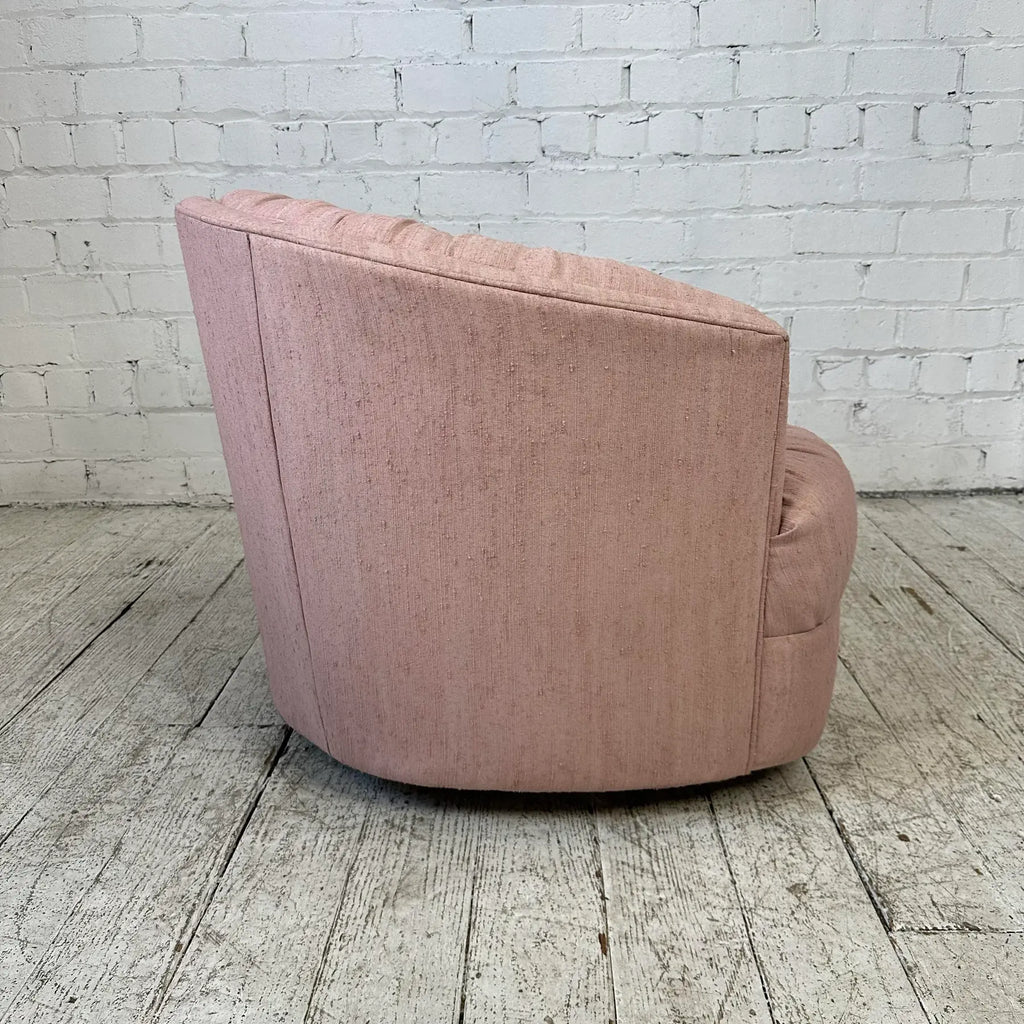 1980s Barrel Back Swivel Chair by Brookwood Furniture