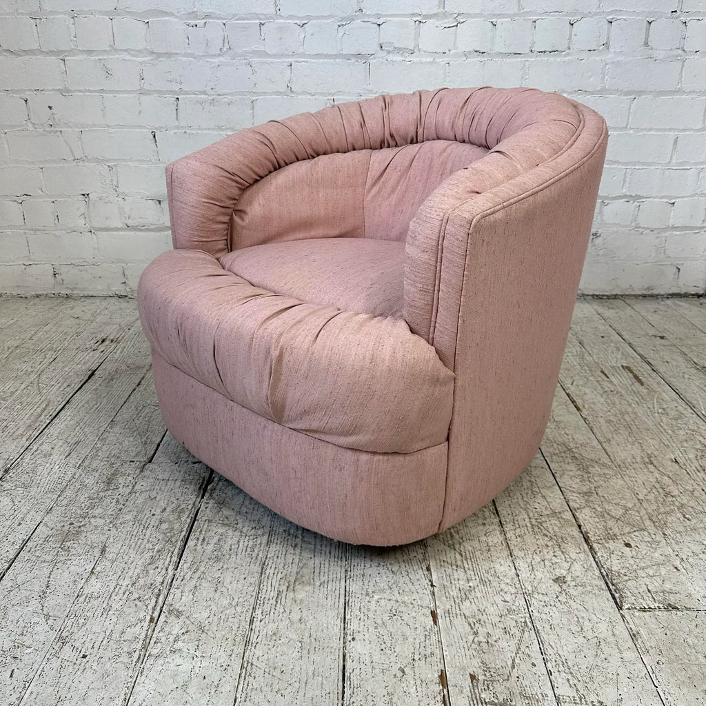 1980s Barrel Back Swivel Chair by Brookwood Furniture