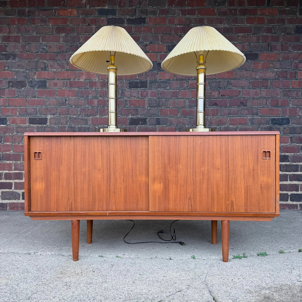 1980s Faux Bamboo Brass Table Lamps - A Pair
