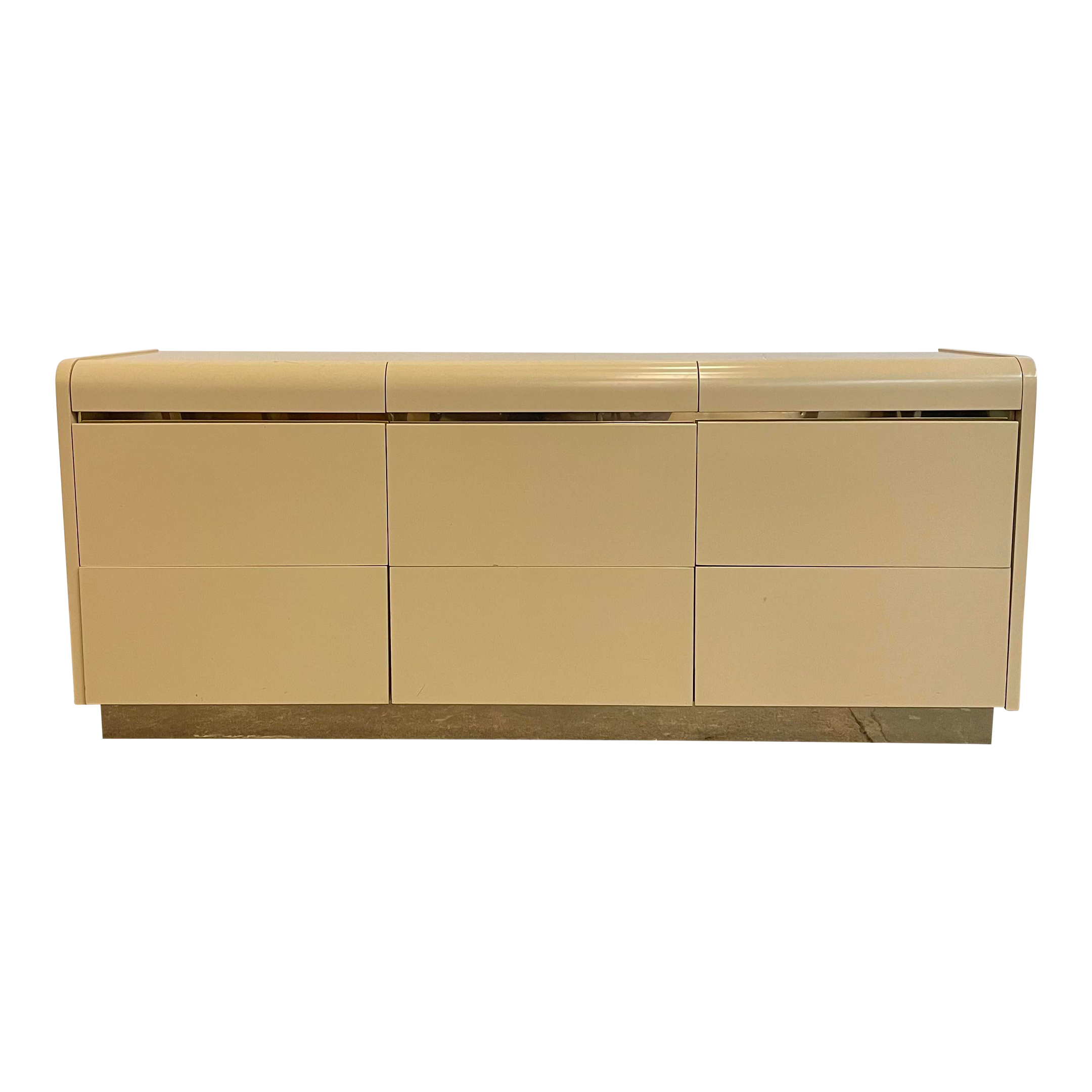 1980s Lane Brass 9 Drawer Low Dresser