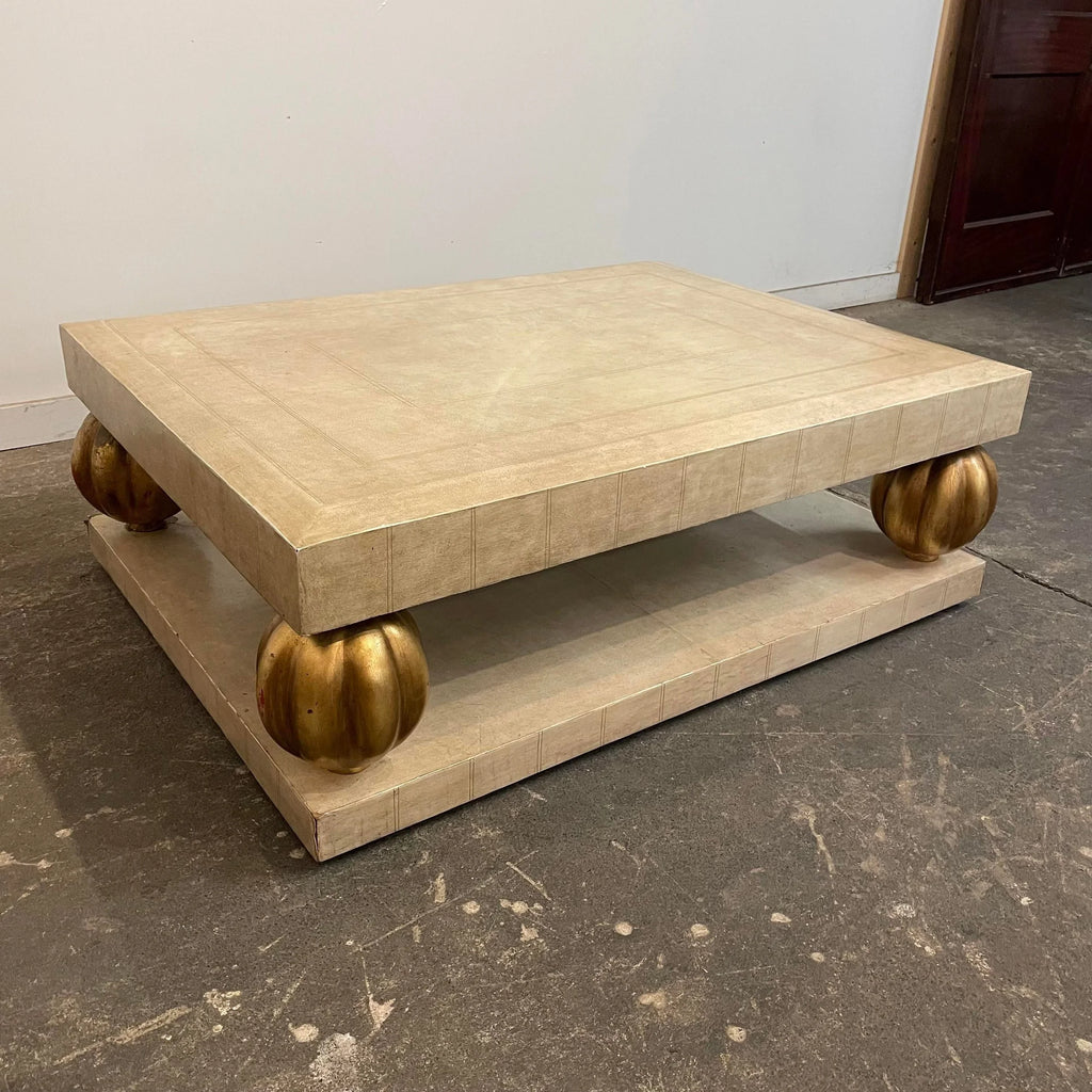 1980s Leather Wrapped Coffee Table