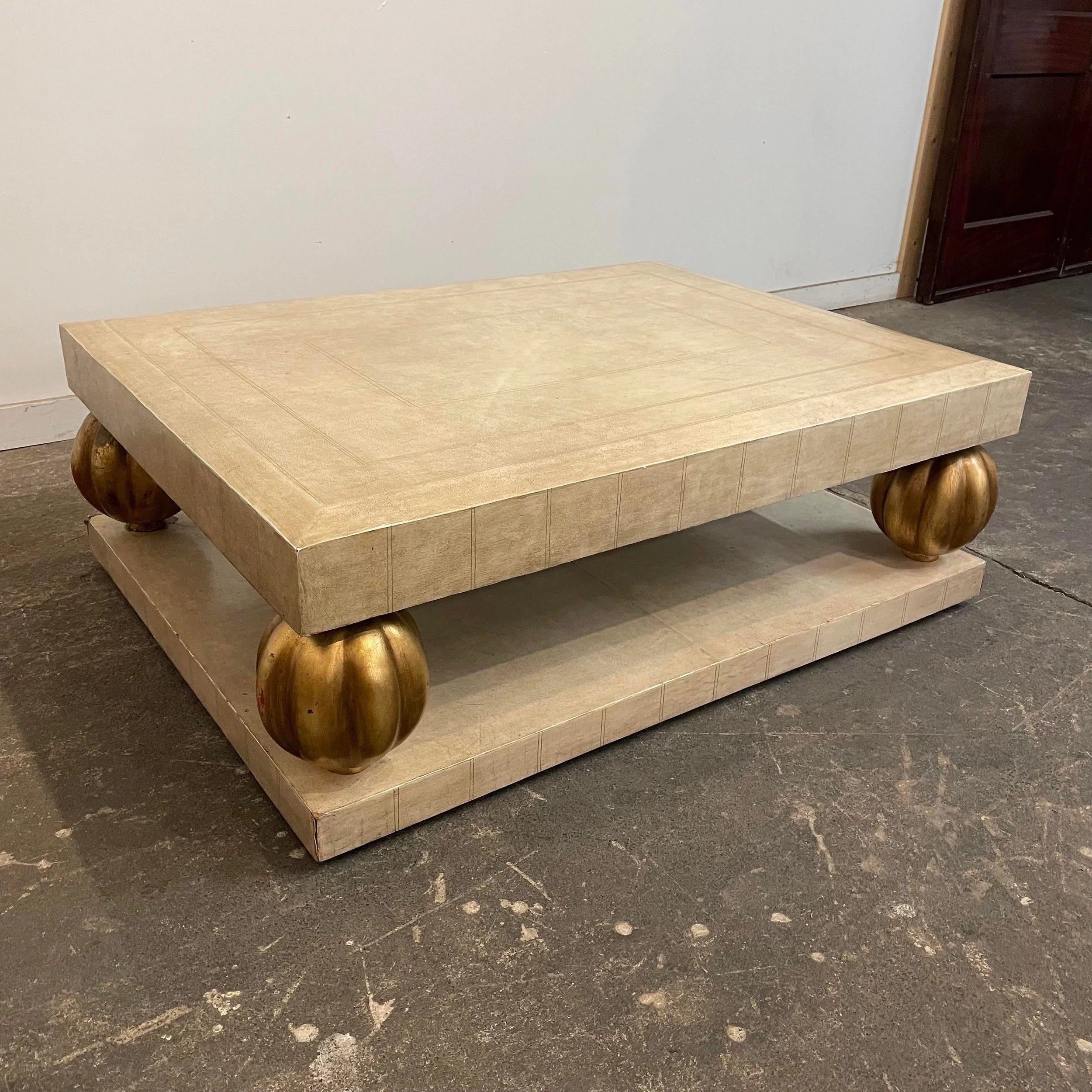 1980s Leather Wrapped Coffee Table