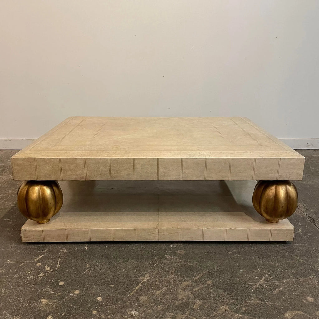 1980s Leather Wrapped Coffee Table