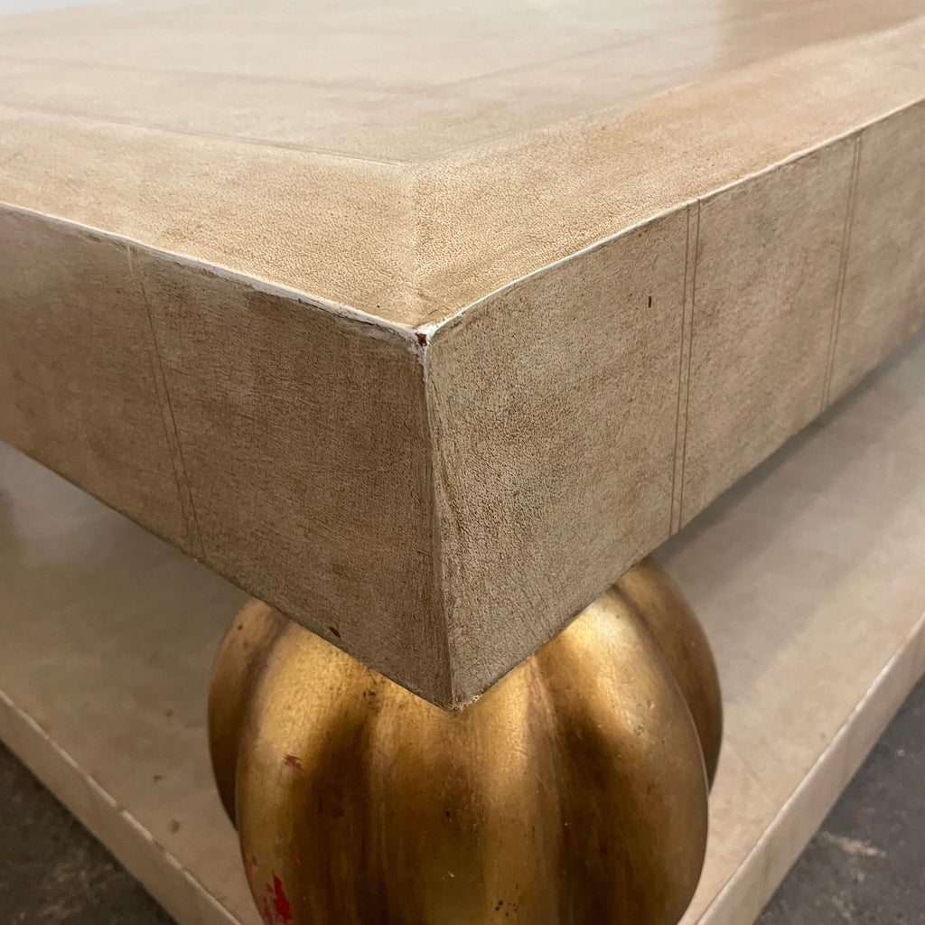 1980s Leather Wrapped Coffee Table