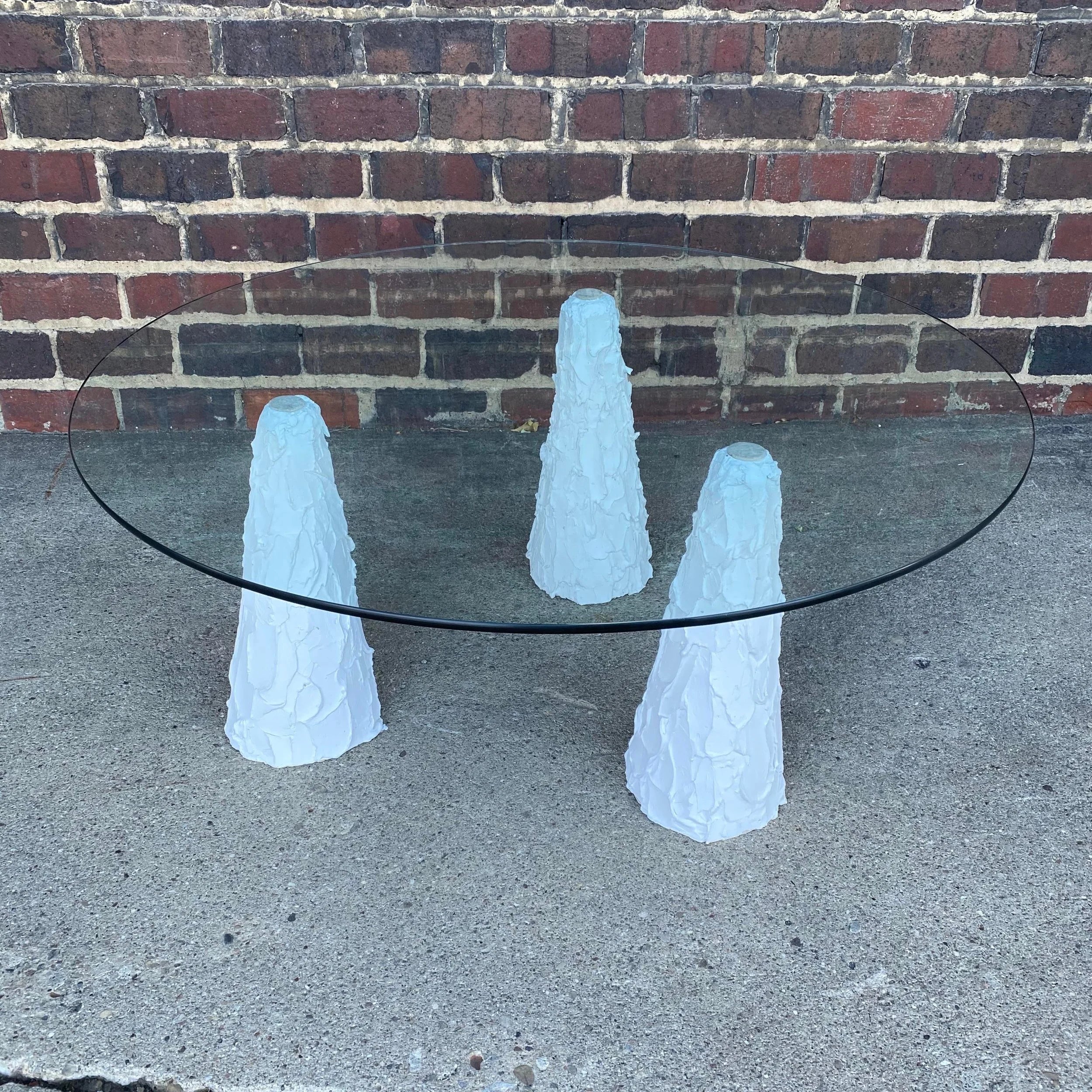 1980s Plaster and Glass Top Coffee Table