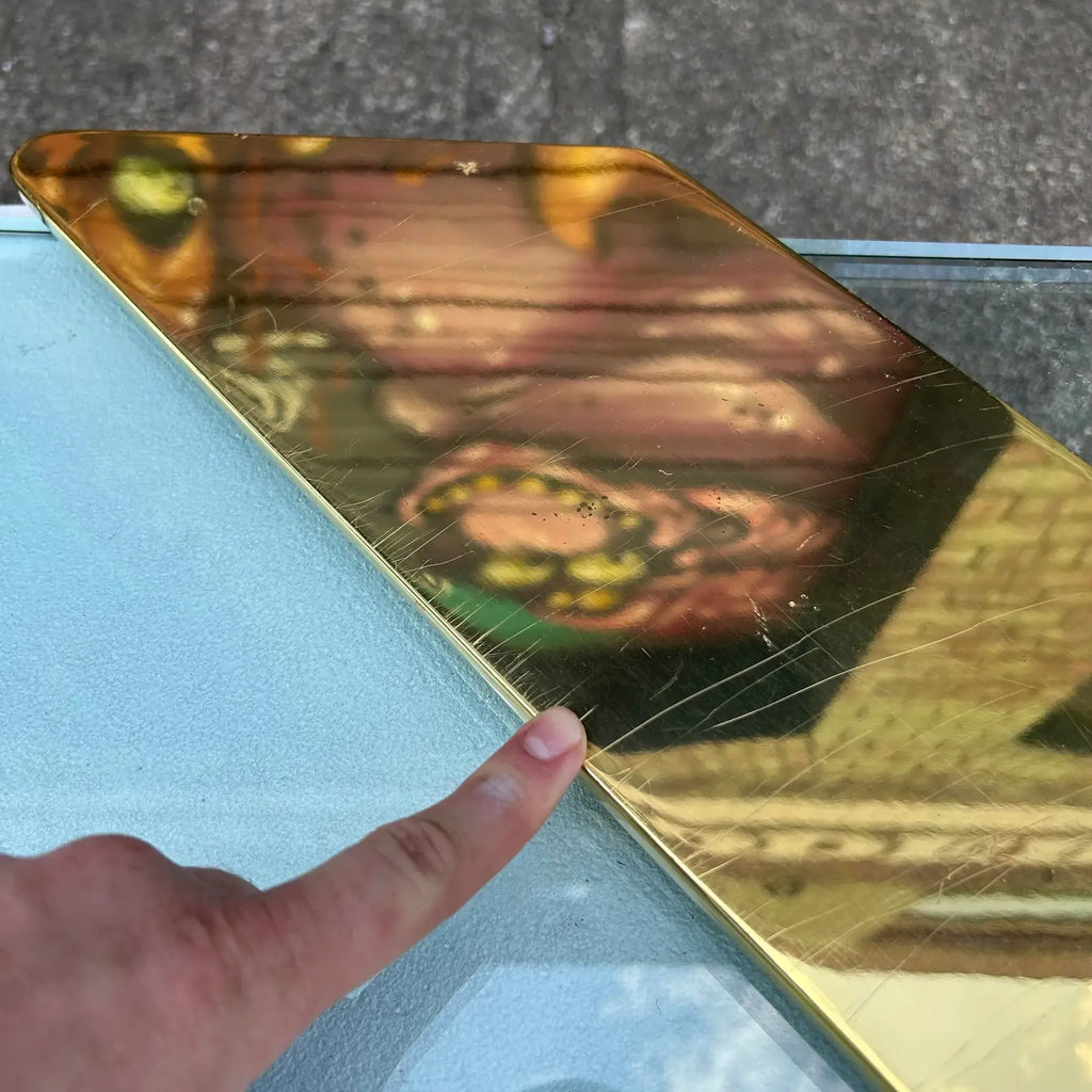 1980s Plaster Brass and Glass Coffee Table