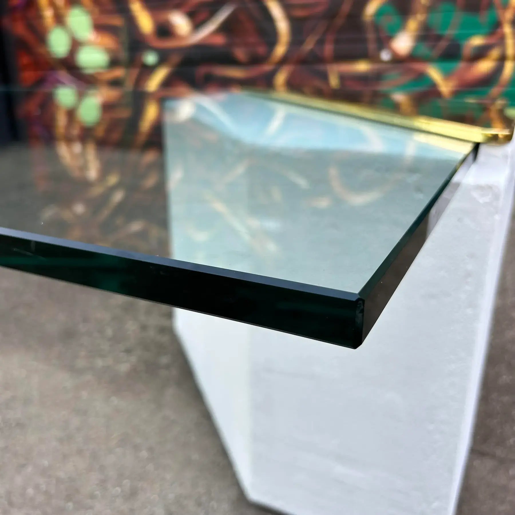 1980s Plaster Brass and Glass Coffee Table