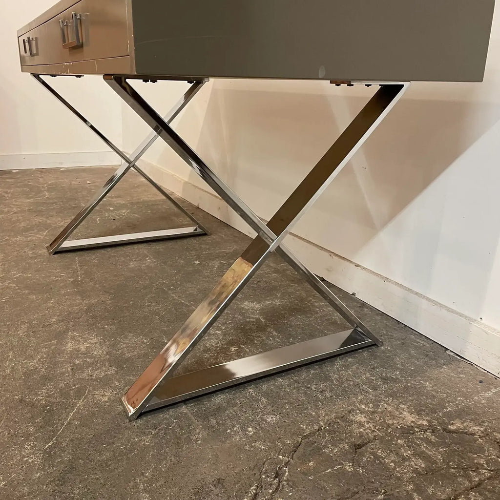 1980s Postmodern Chrome X Base Desk