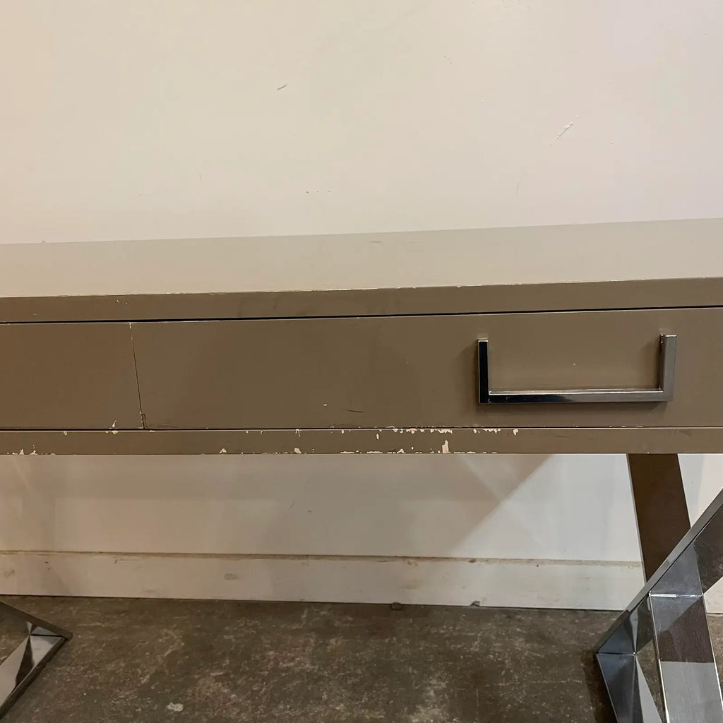 1980s Postmodern Chrome X Base Desk