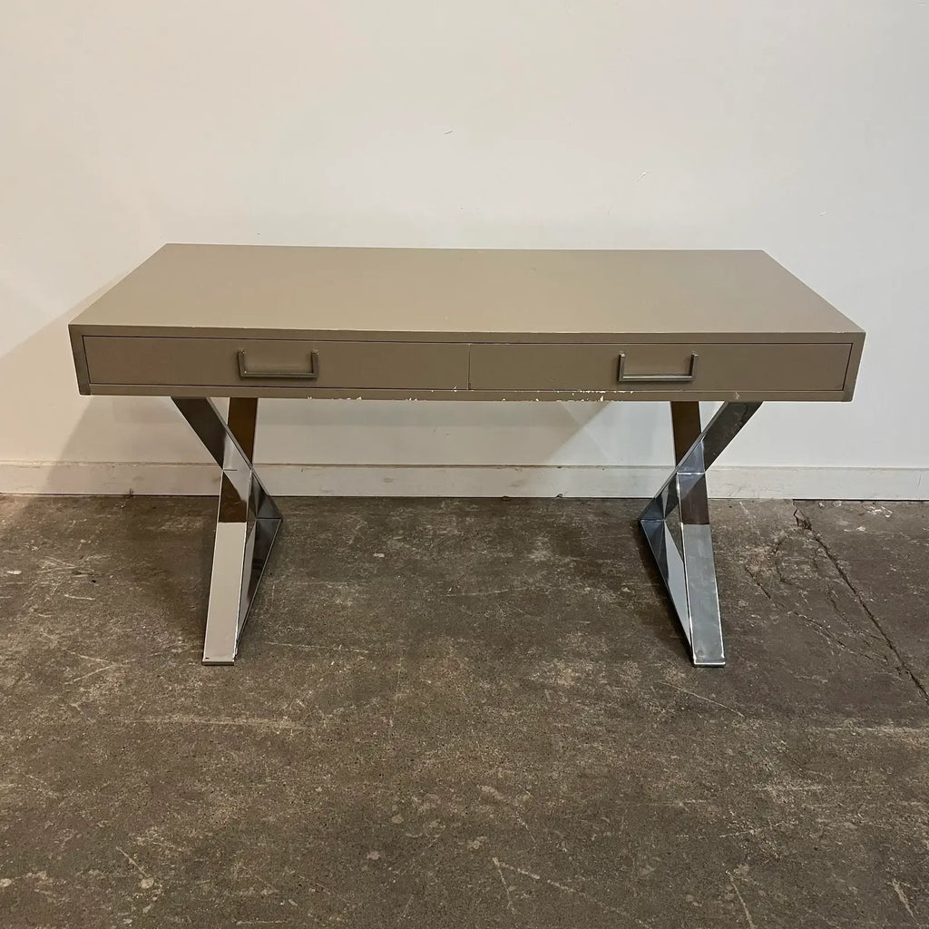 1980s Postmodern Chrome X Base Desk