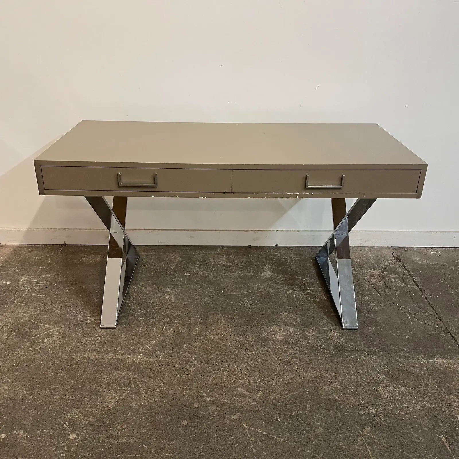 1980s Postmodern Chrome X Base Desk