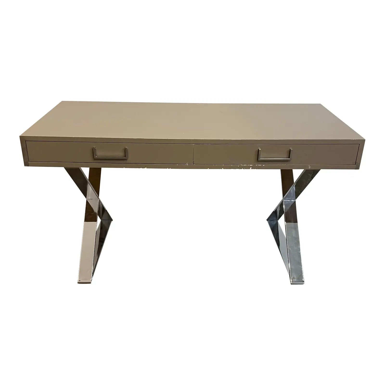 1980s Postmodern Chrome X Base Desk