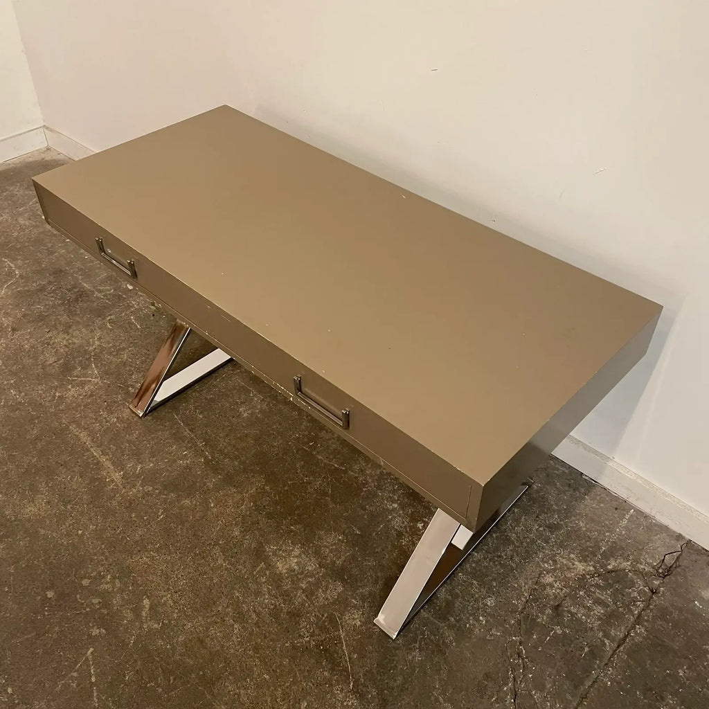 1980s Postmodern Chrome X Base Desk