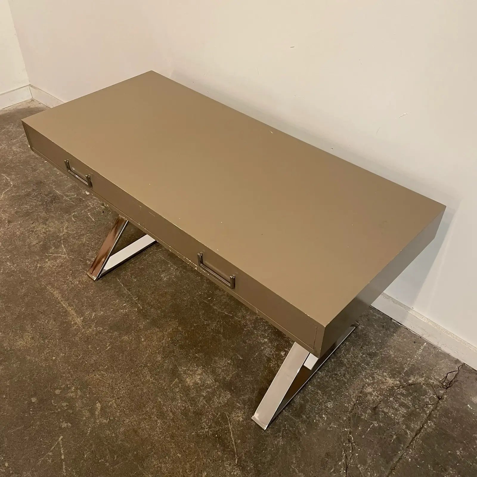 1980s Postmodern Chrome X Base Desk