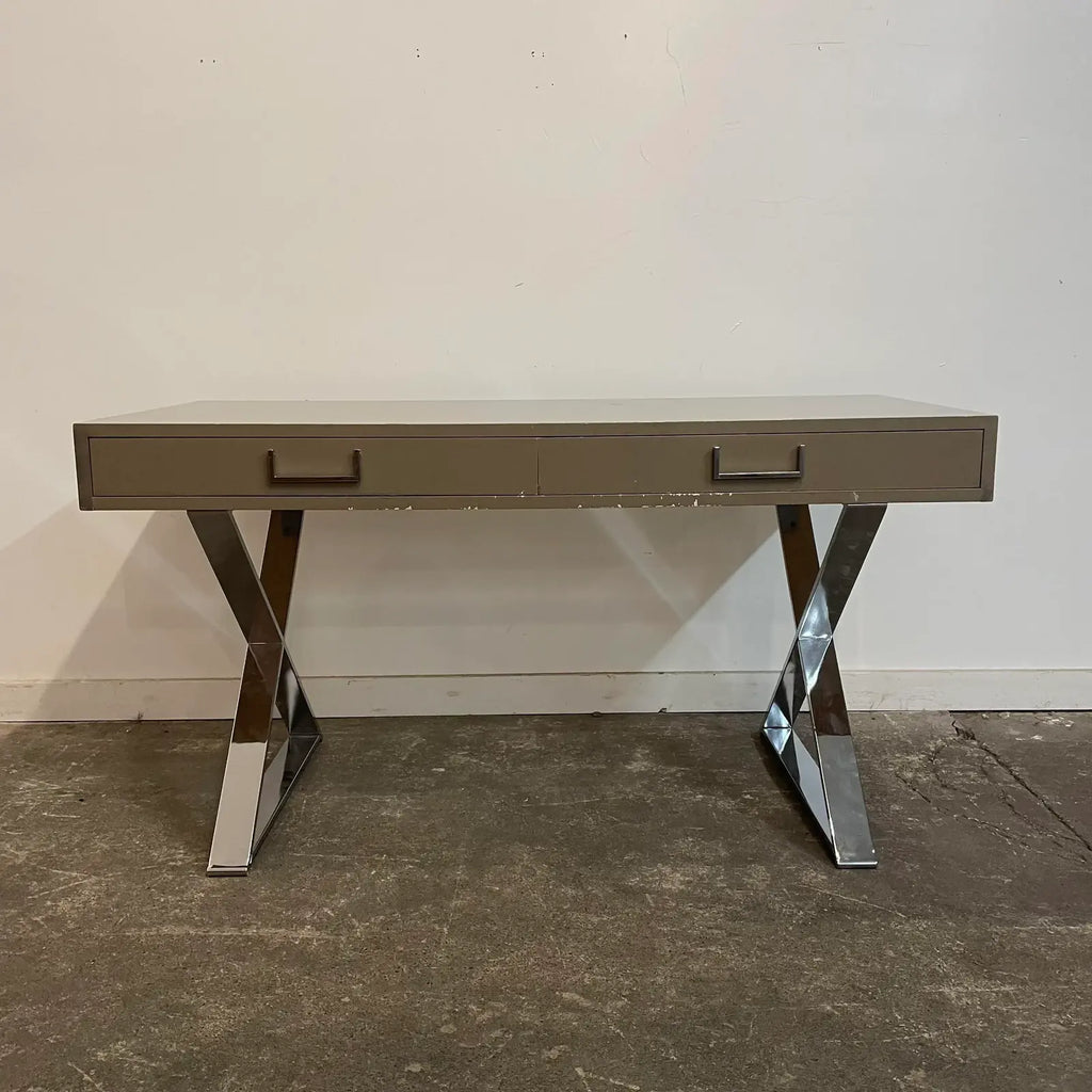 1980s Postmodern Chrome X Base Desk