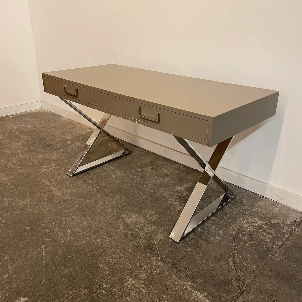 1980s Postmodern Chrome X Base Desk