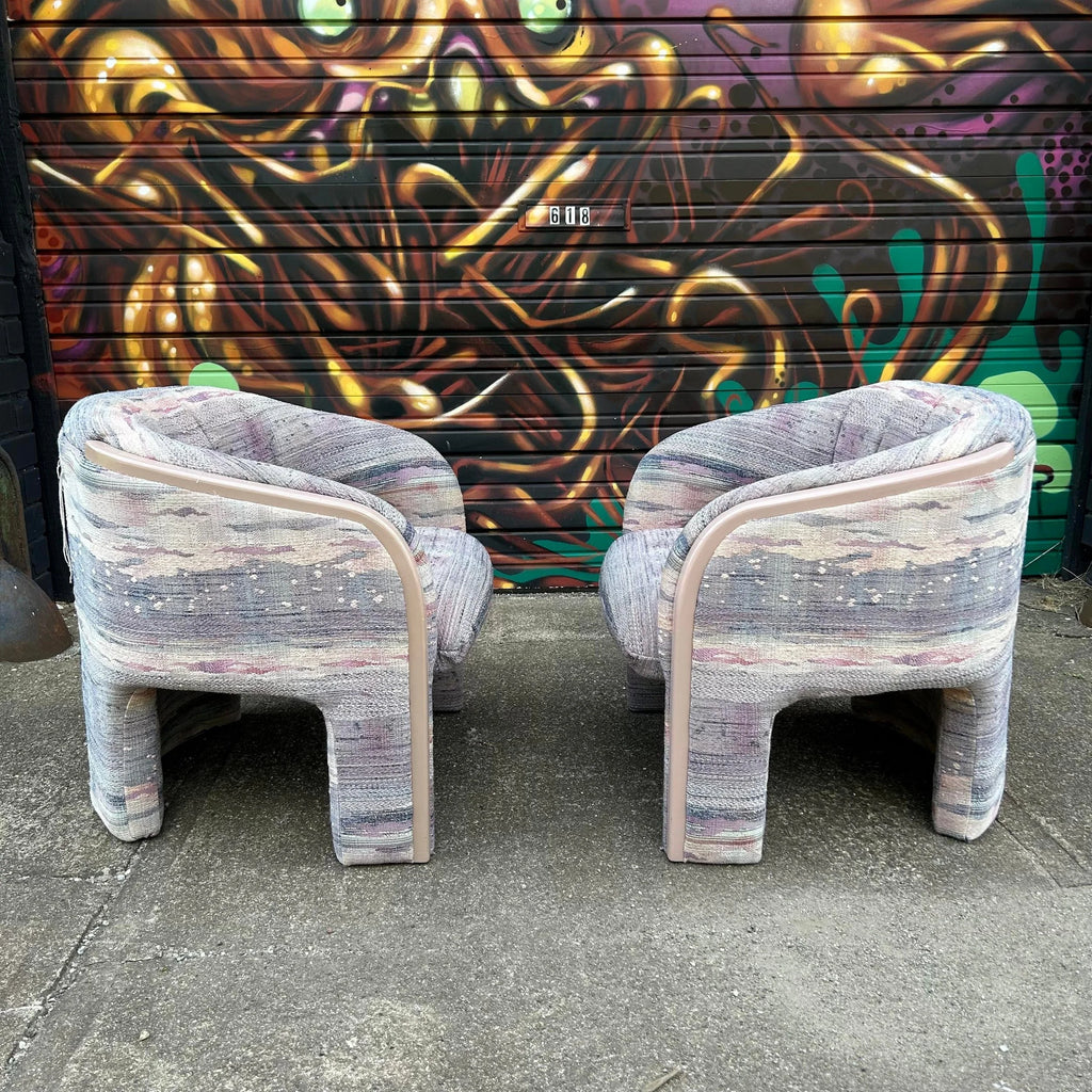 1980s Postmodern Tripod Lounge Chairs by Vladimir Kagan, a Pair