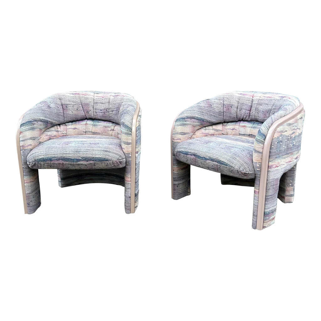 1980s Postmodern Tripod Lounge Chairs by Vladimir Kagan, a Pair