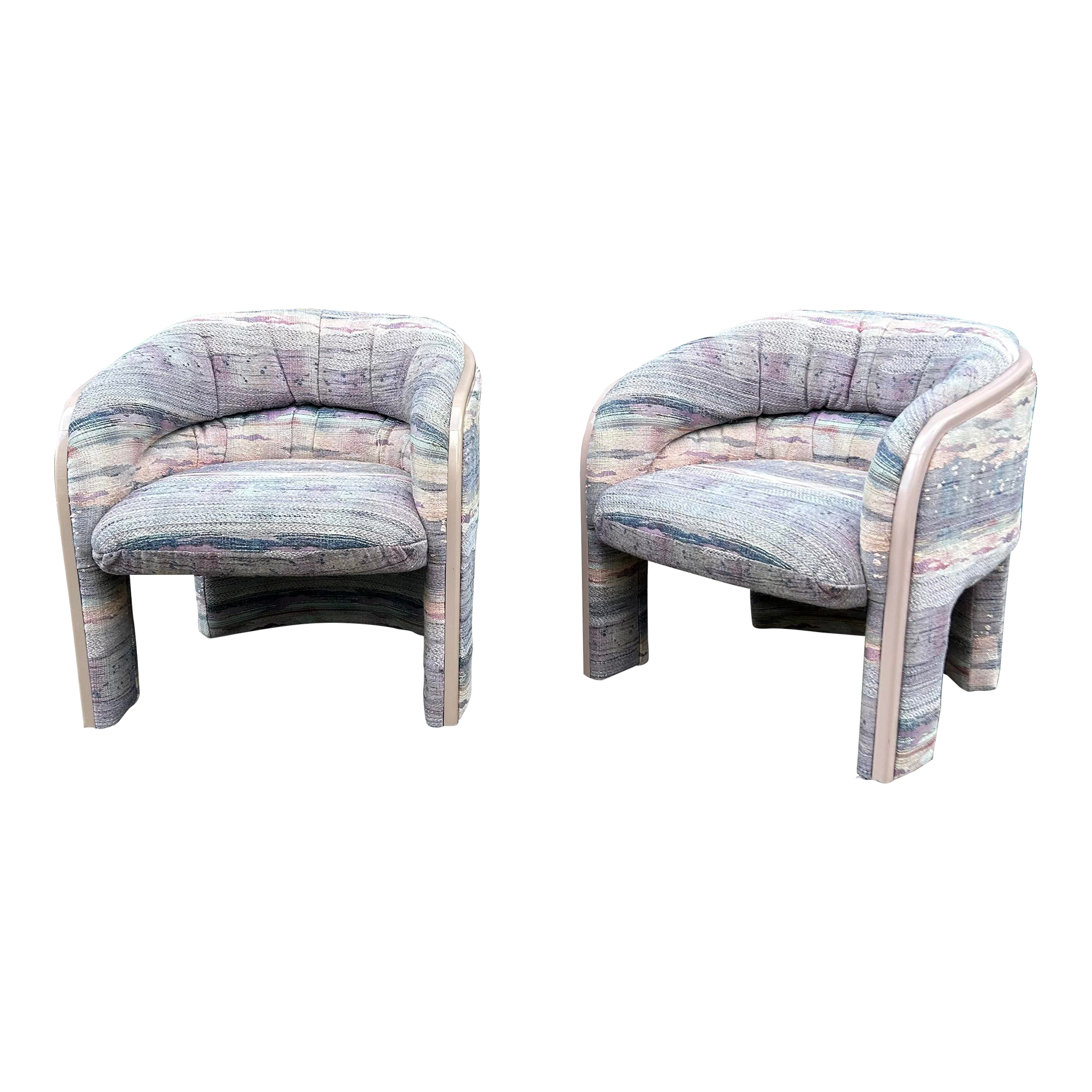 1980s Postmodern Tripod Lounge Chairs by Vladimir Kagan, a Pair