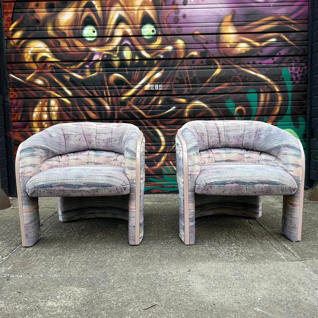 1980s Postmodern Tripod Lounge Chairs by Vladimir Kagan, a Pair