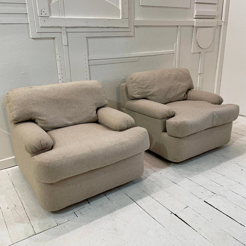 1980s Directional Lounge Chairs With Ottomans