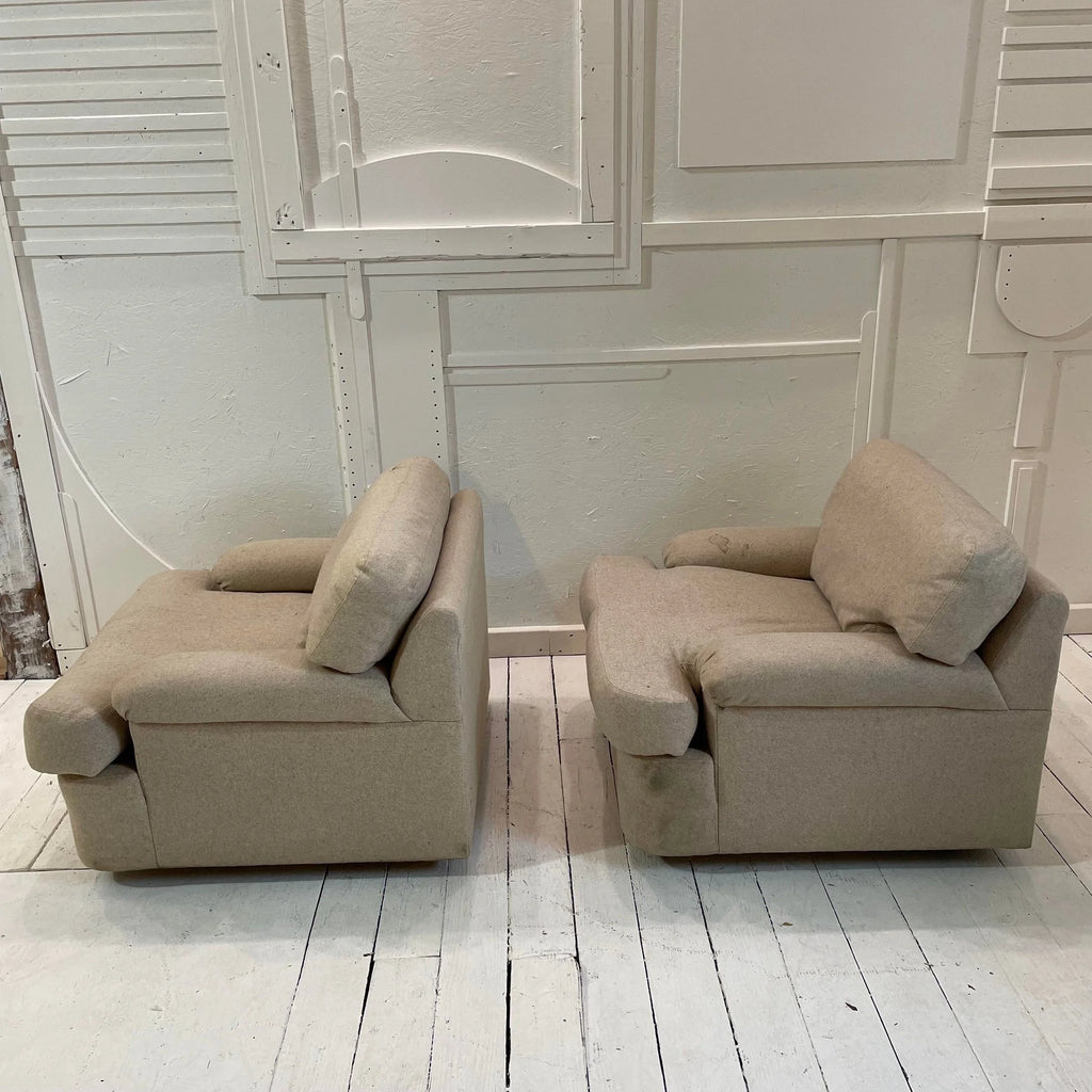 1980s Directional Lounge Chairs With Ottomans