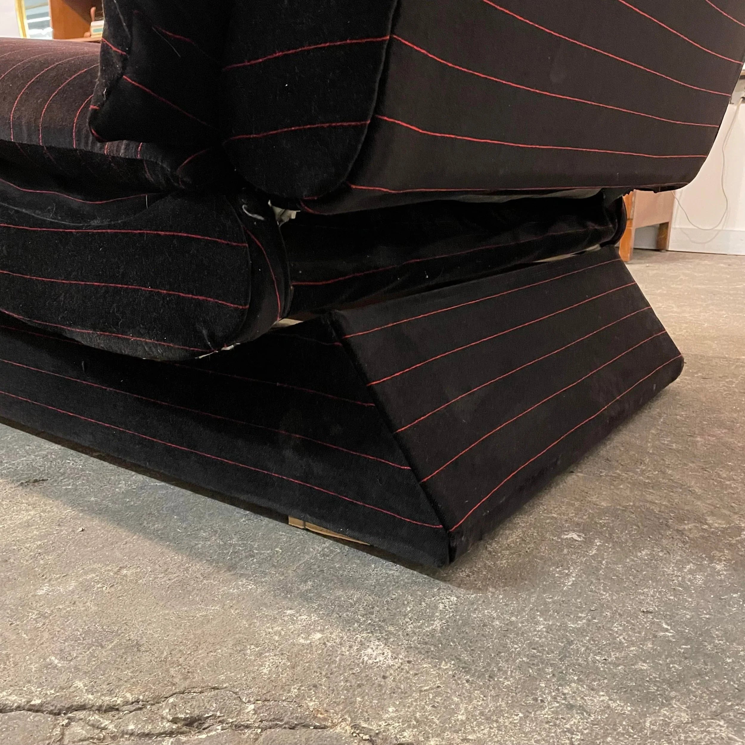 1980s Vladimir Kagan for Preview Furniture Black and Red Stripe Chaise