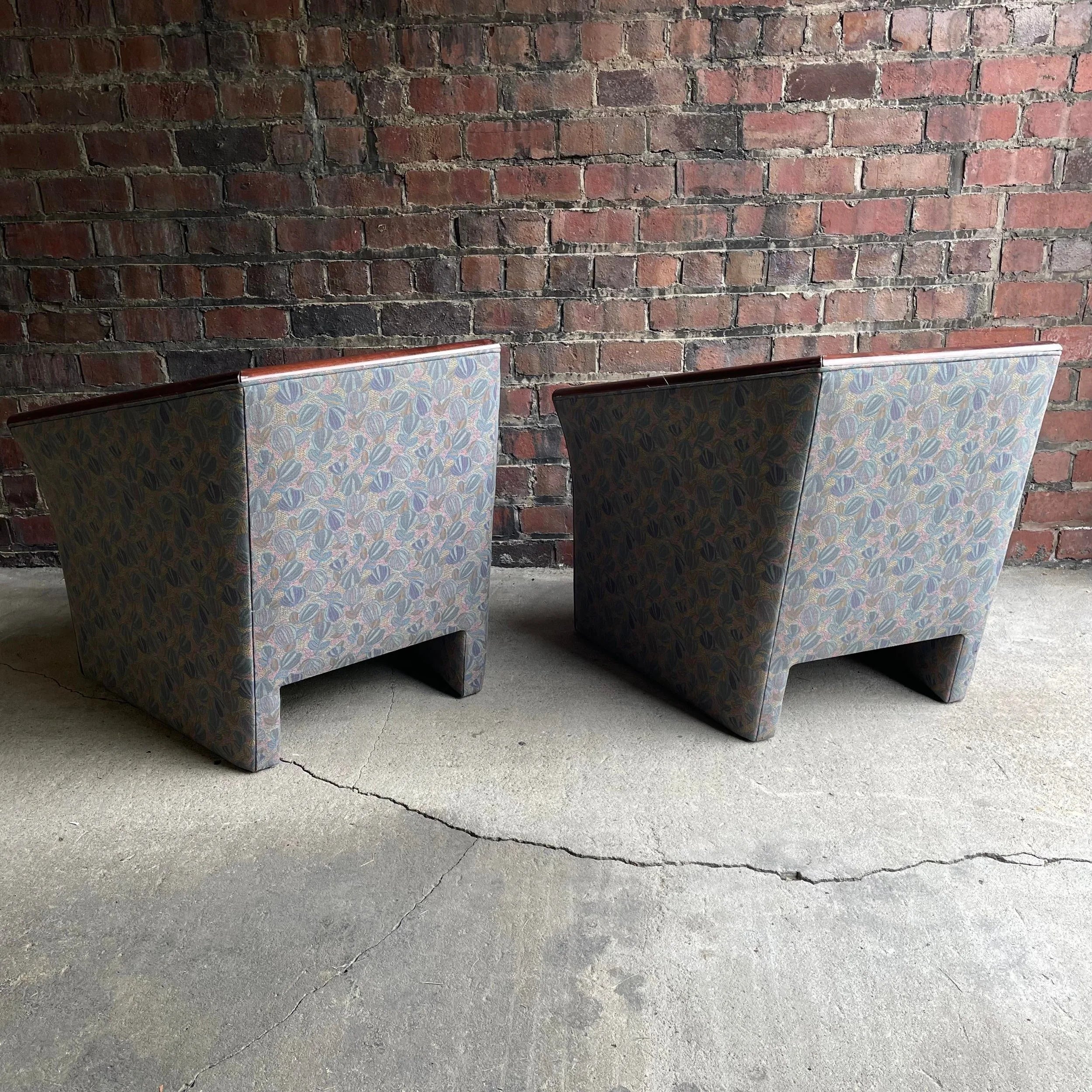1990s Vintage Gunlocke Club Chairs - a Pair