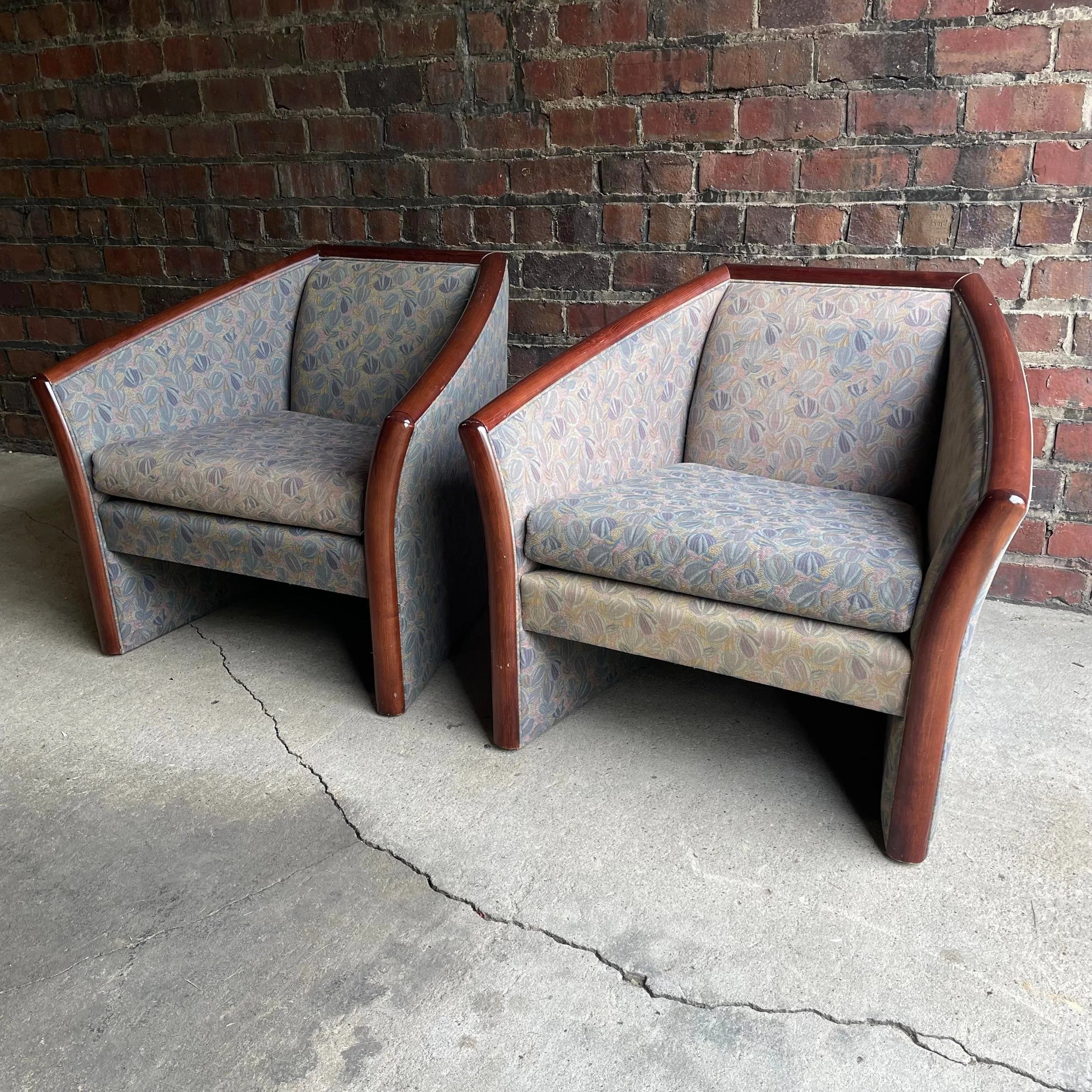 1990s Vintage Gunlocke Club Chairs - a Pair