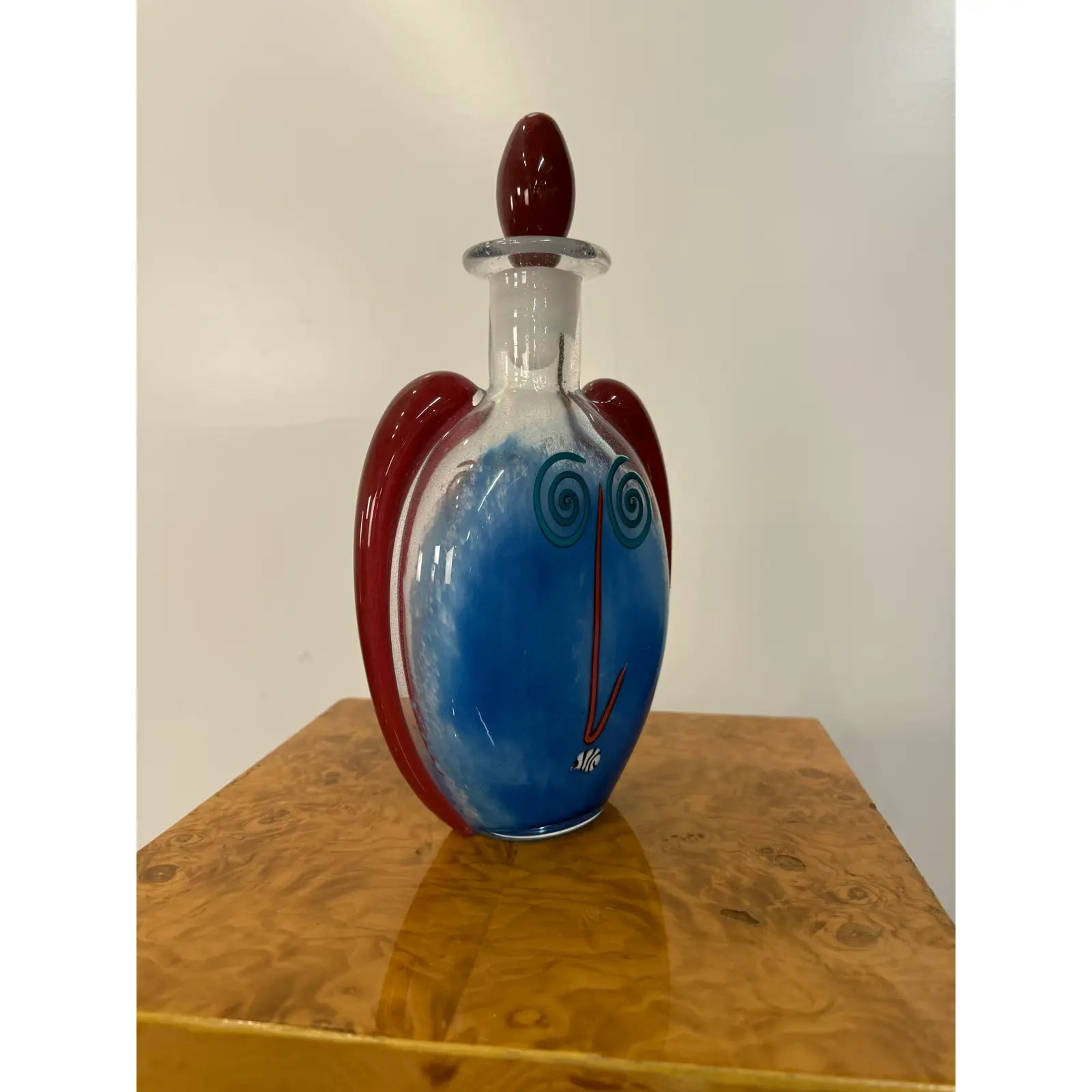1993 Fineline Studios by Kerry Feldman Handblown Glass Decanter With Face