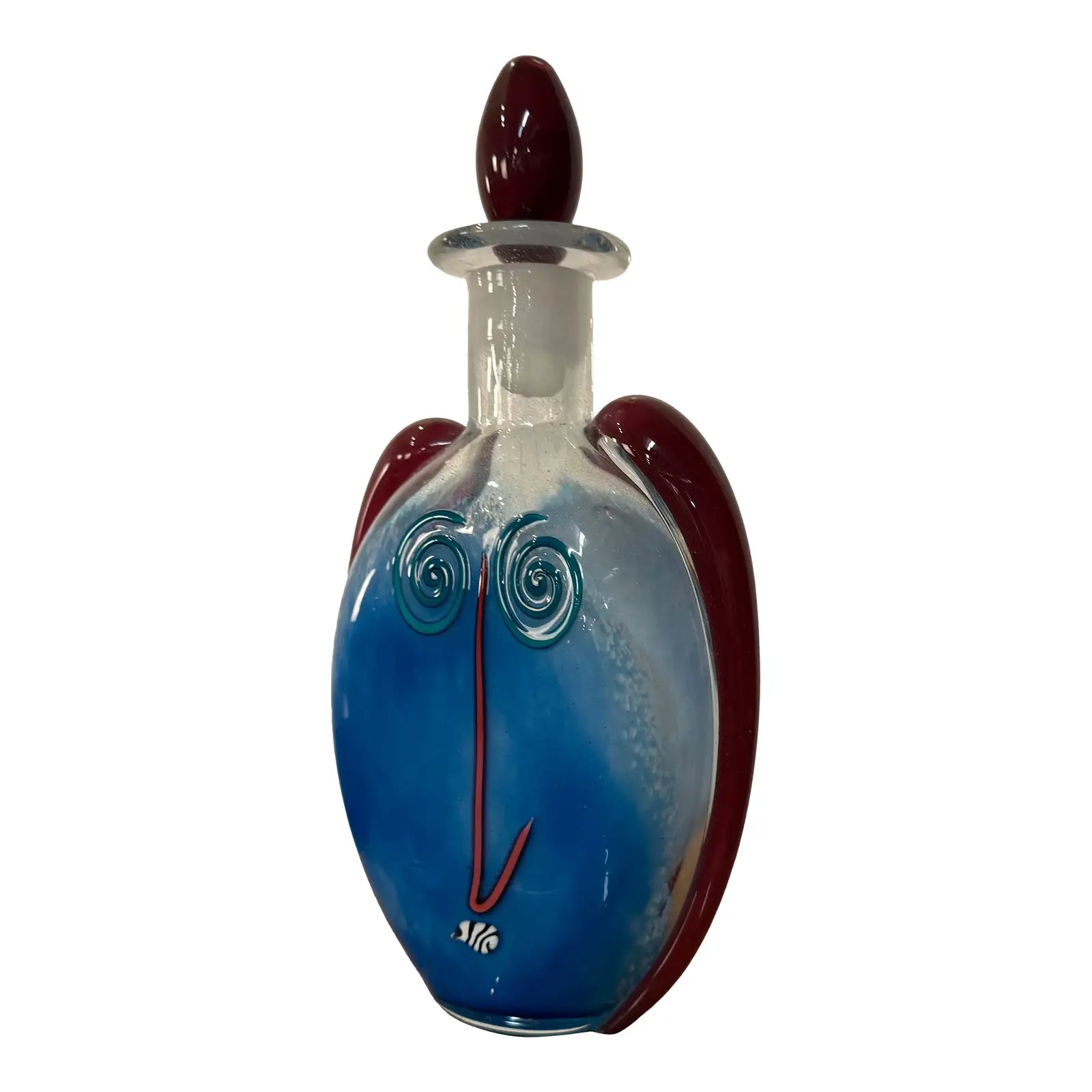 1993 Fineline Studios by Kerry Feldman Handblown Glass Decanter With Face