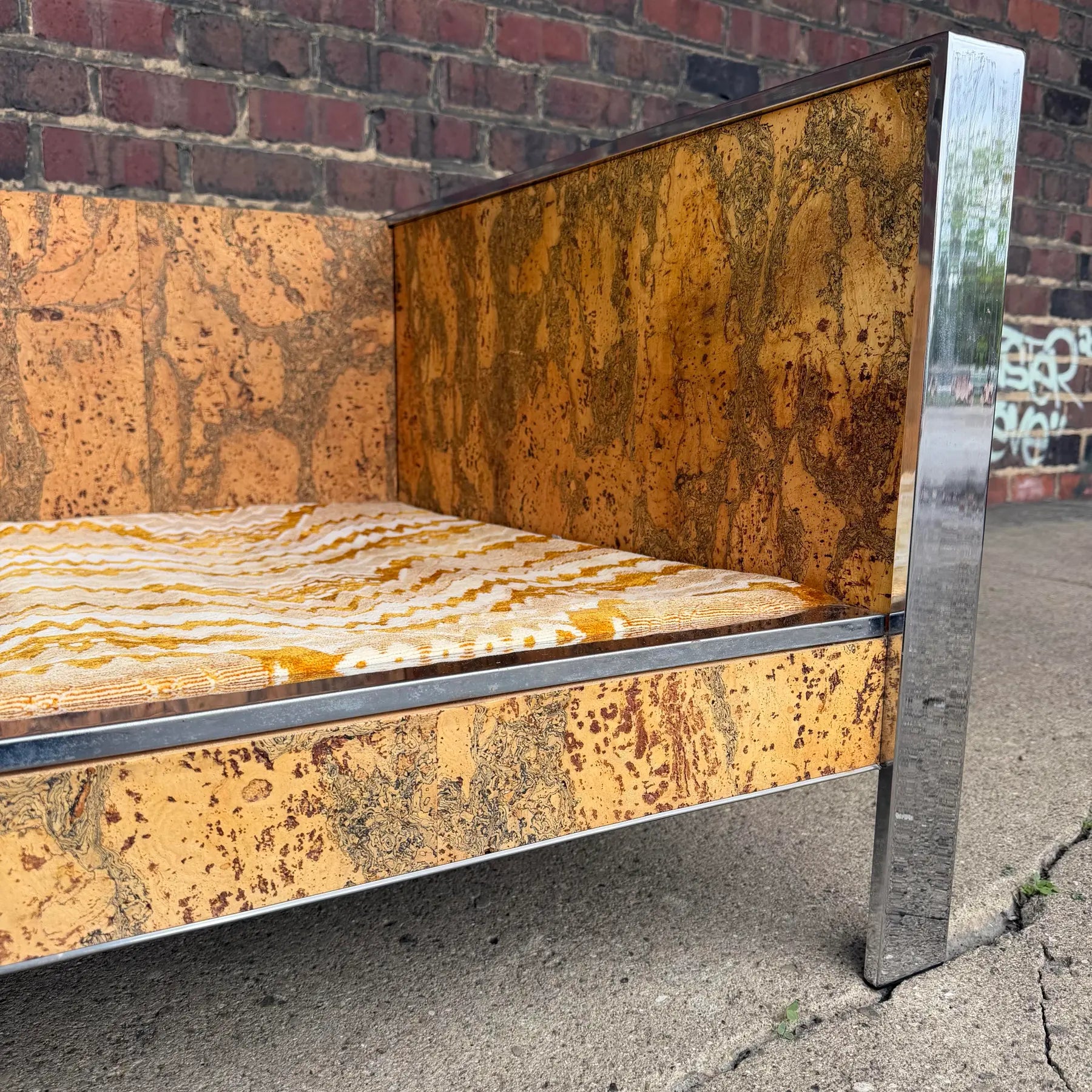 Adrian Pearsall Chrome & Cork Loveseat Sofa for Craft Associates (2 of 2)