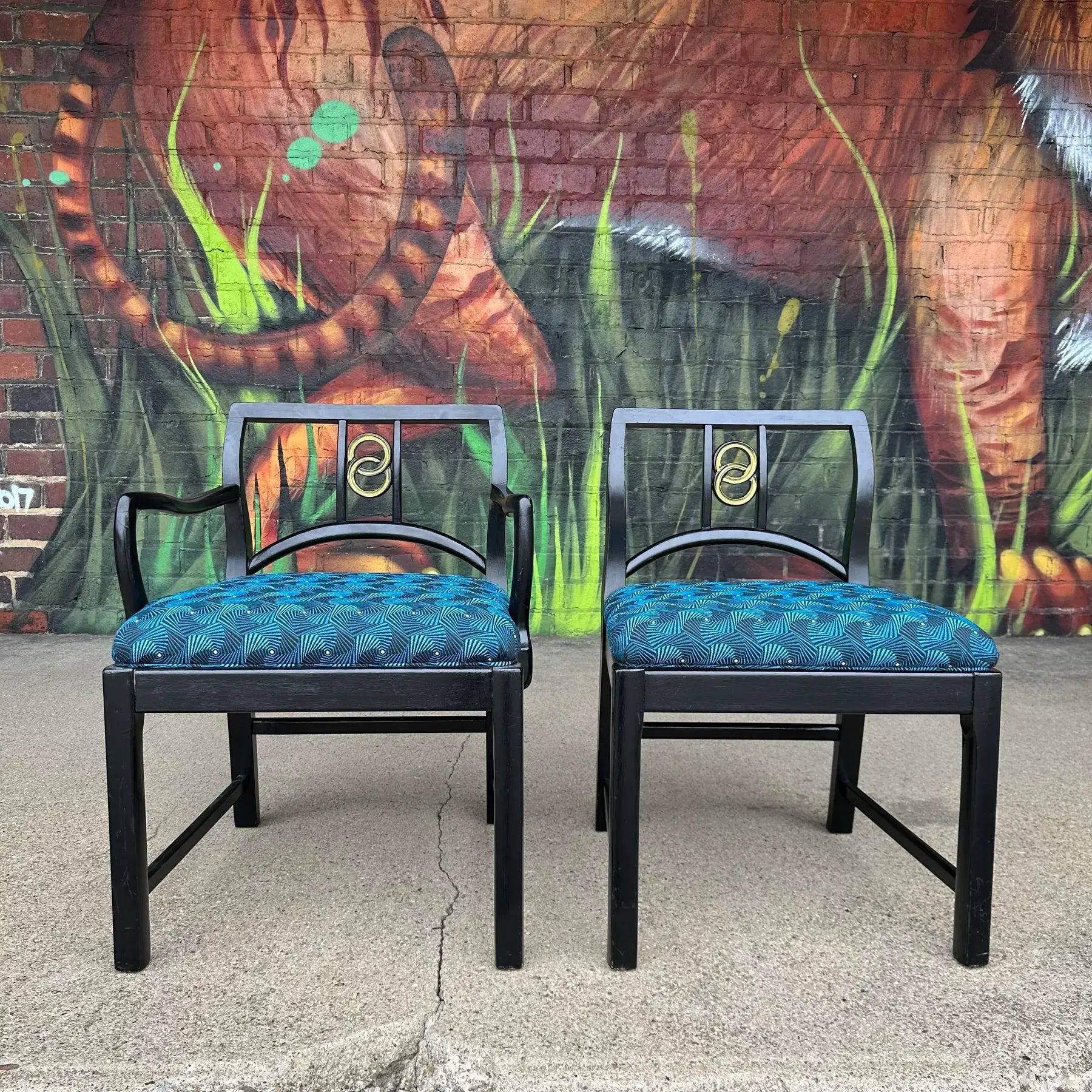 Mid-Century Modern Michael Taylor for Baker Dining Chairs W. Interlocking Circle