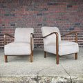 Pair of Restored European Modern Lounge Chairs in Teddy Mohair Style Fabric
