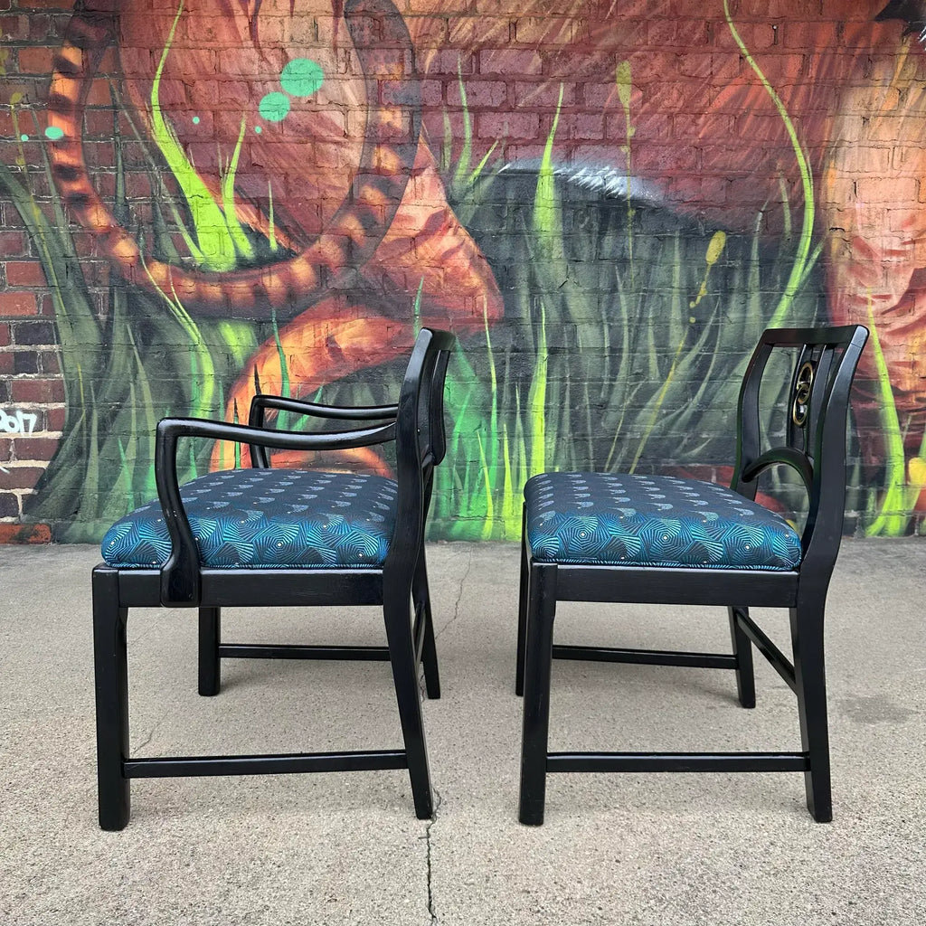 Mid-Century Modern Michael Taylor for Baker Dining Chairs W. Interlocking Circle