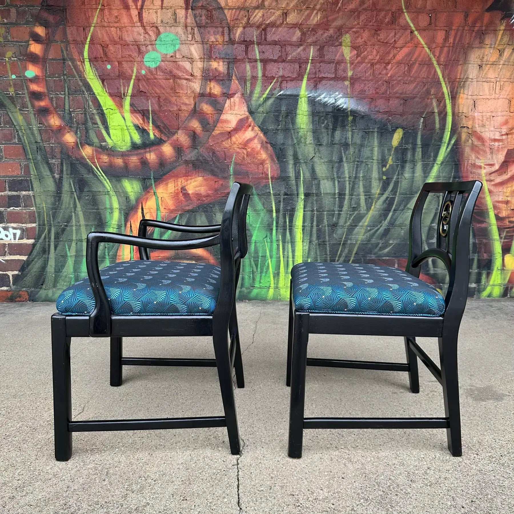 Mid-Century Modern Michael Taylor for Baker Dining Chairs W. Interlocking Circle