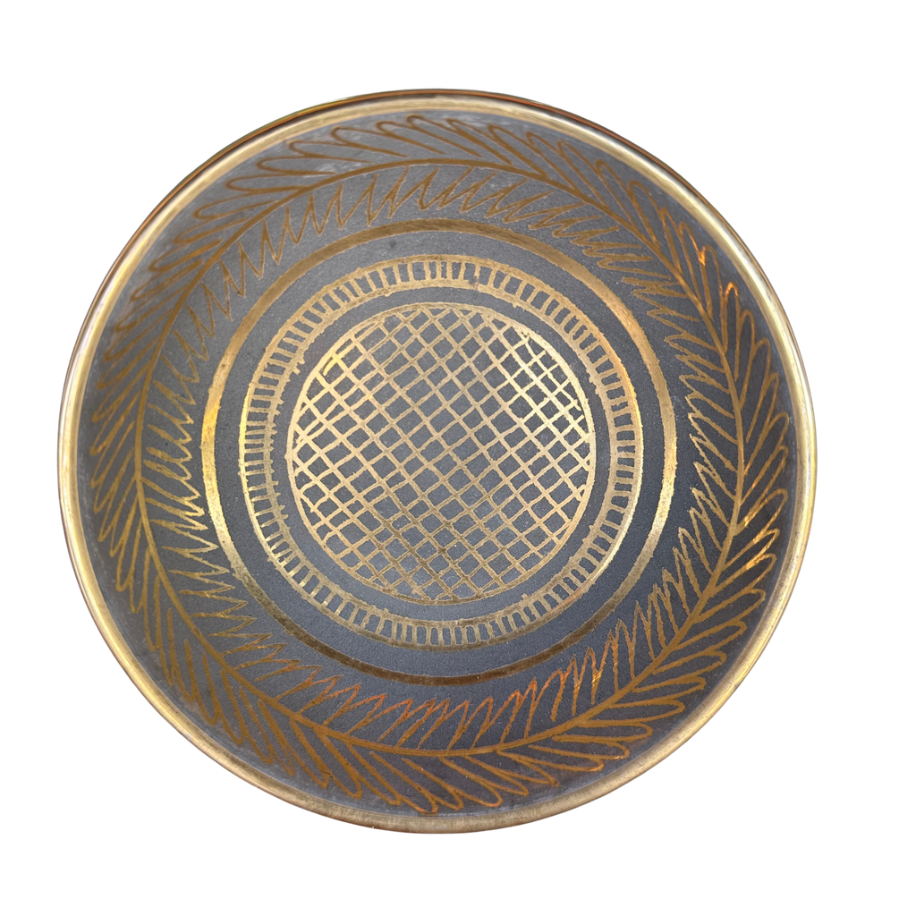Waylande Gregory Art Deco Stone Gray and Gold Glazed Dish