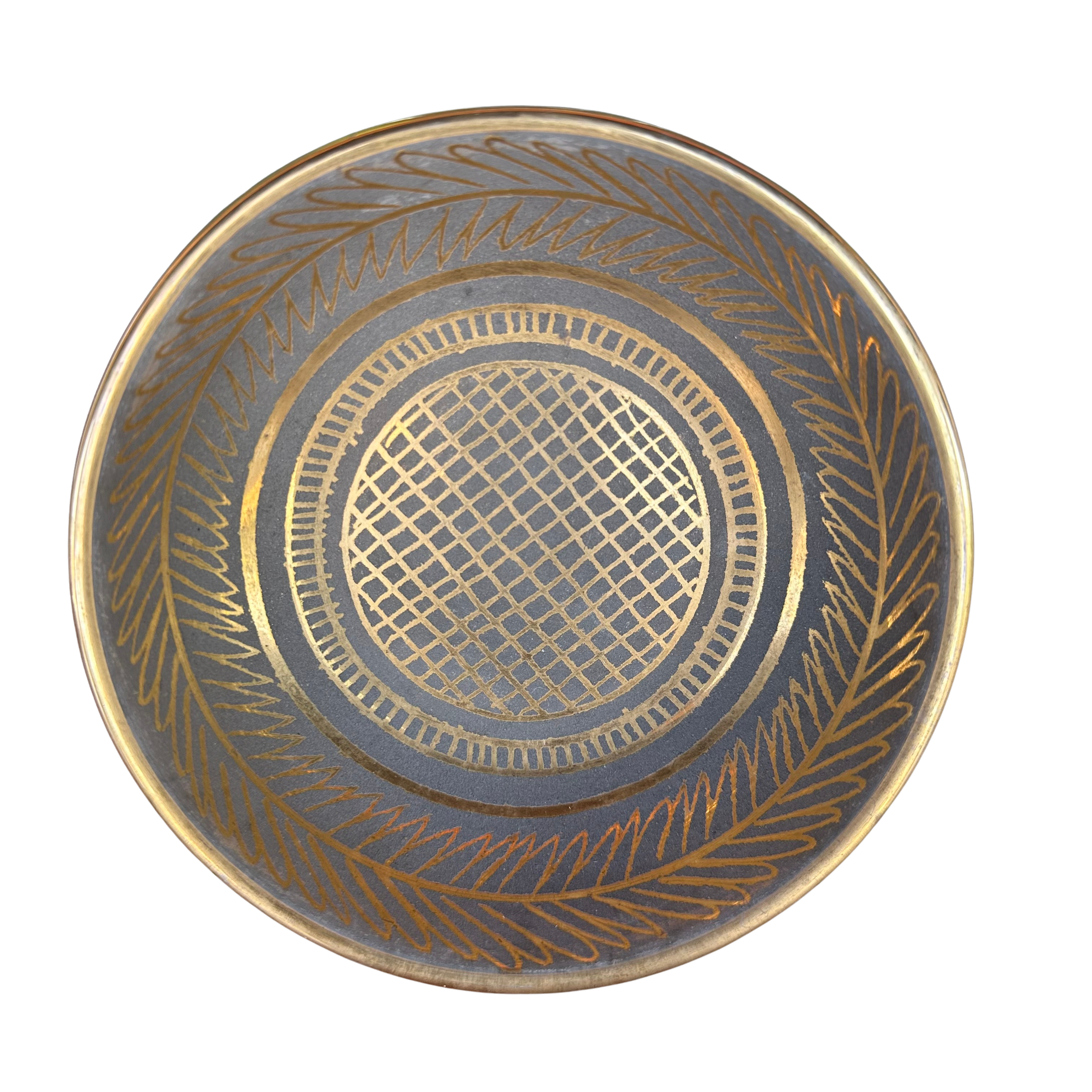 Waylande Gregory Art Deco Stone Gray and Gold Glazed Dish