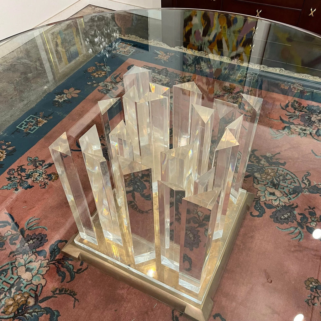 8’ Round Jeffrey Bigelow Lucite and Glass Dining Table