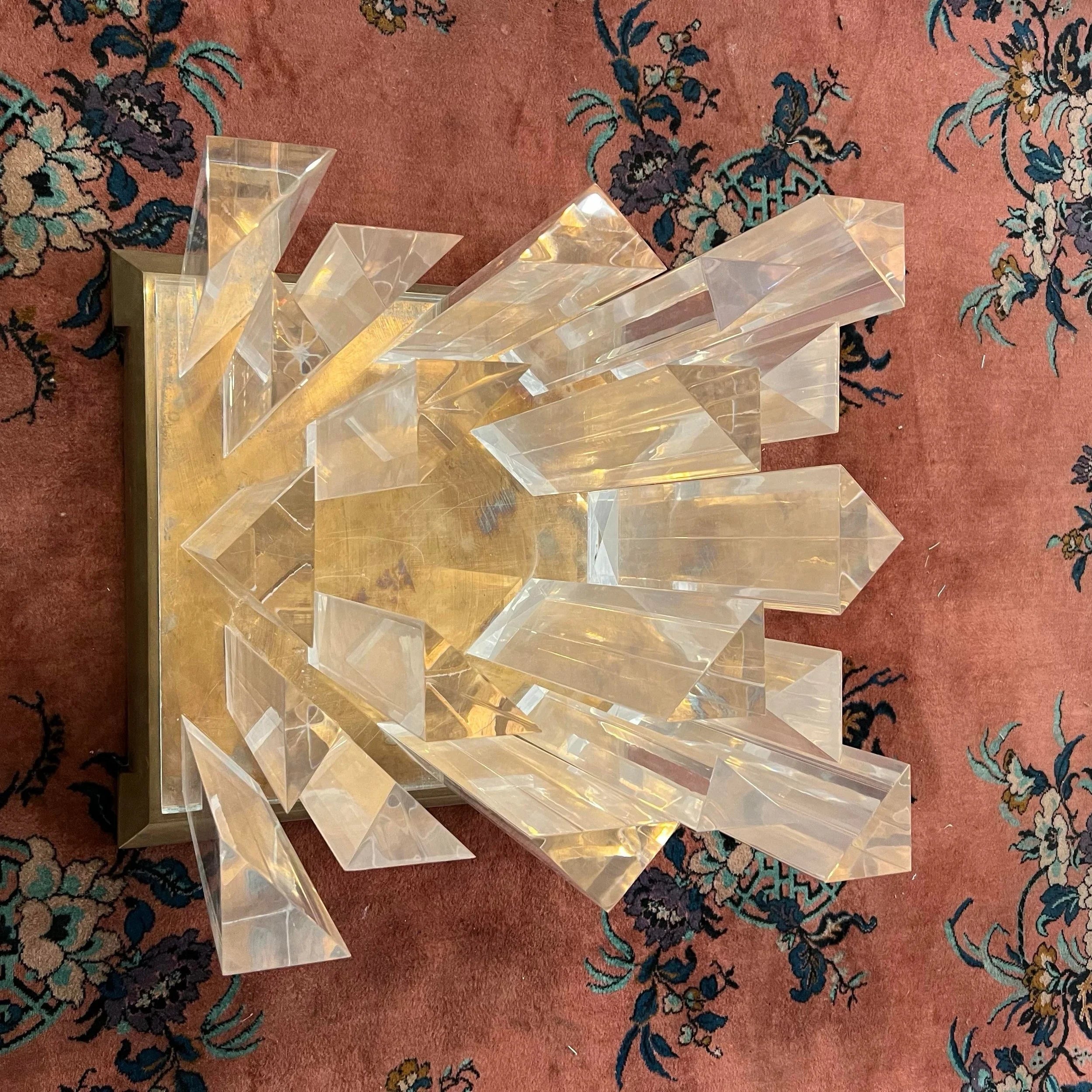 8’ Round Jeffrey Bigelow Lucite and Glass Dining Table