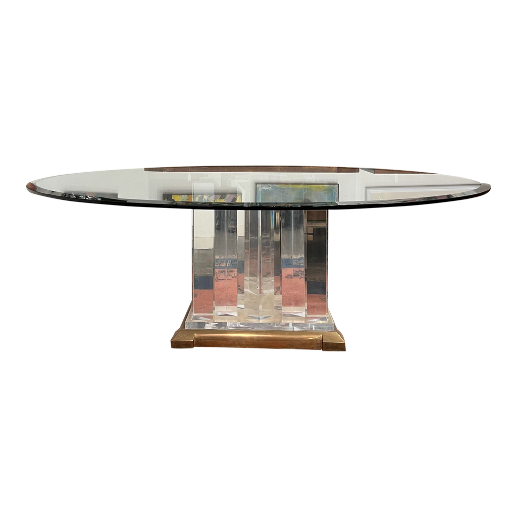 8’ Round Jeffrey Bigelow Lucite and Glass Dining Table