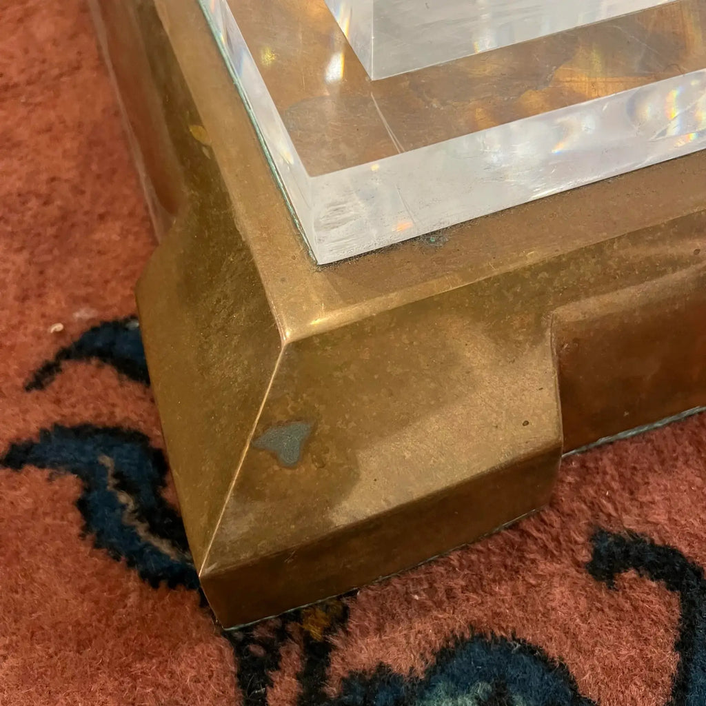 8’ Round Jeffrey Bigelow Lucite and Glass Dining Table Monumental