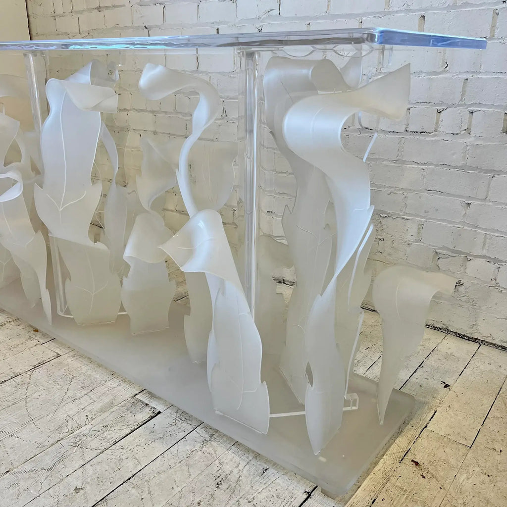1980s Custom Lucite Sculptural Foliage L Shape Bar