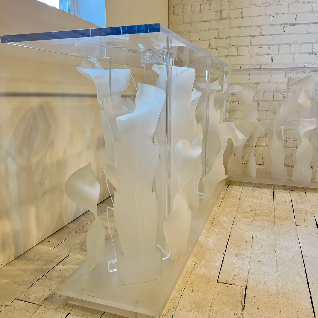 1980s Custom Lucite Sculptural Foliage L Shape Bar