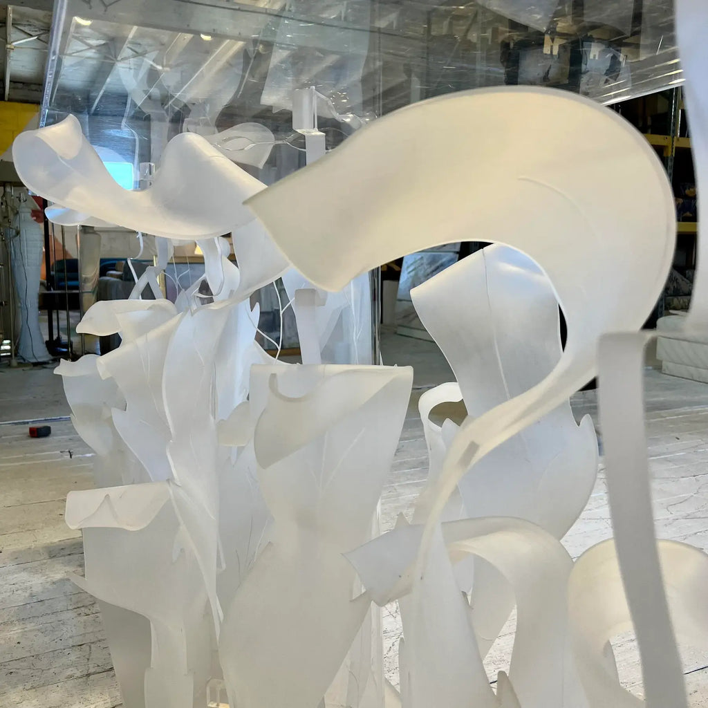 1980s Custom Lucite Sculptural Foliage L Shape Bar