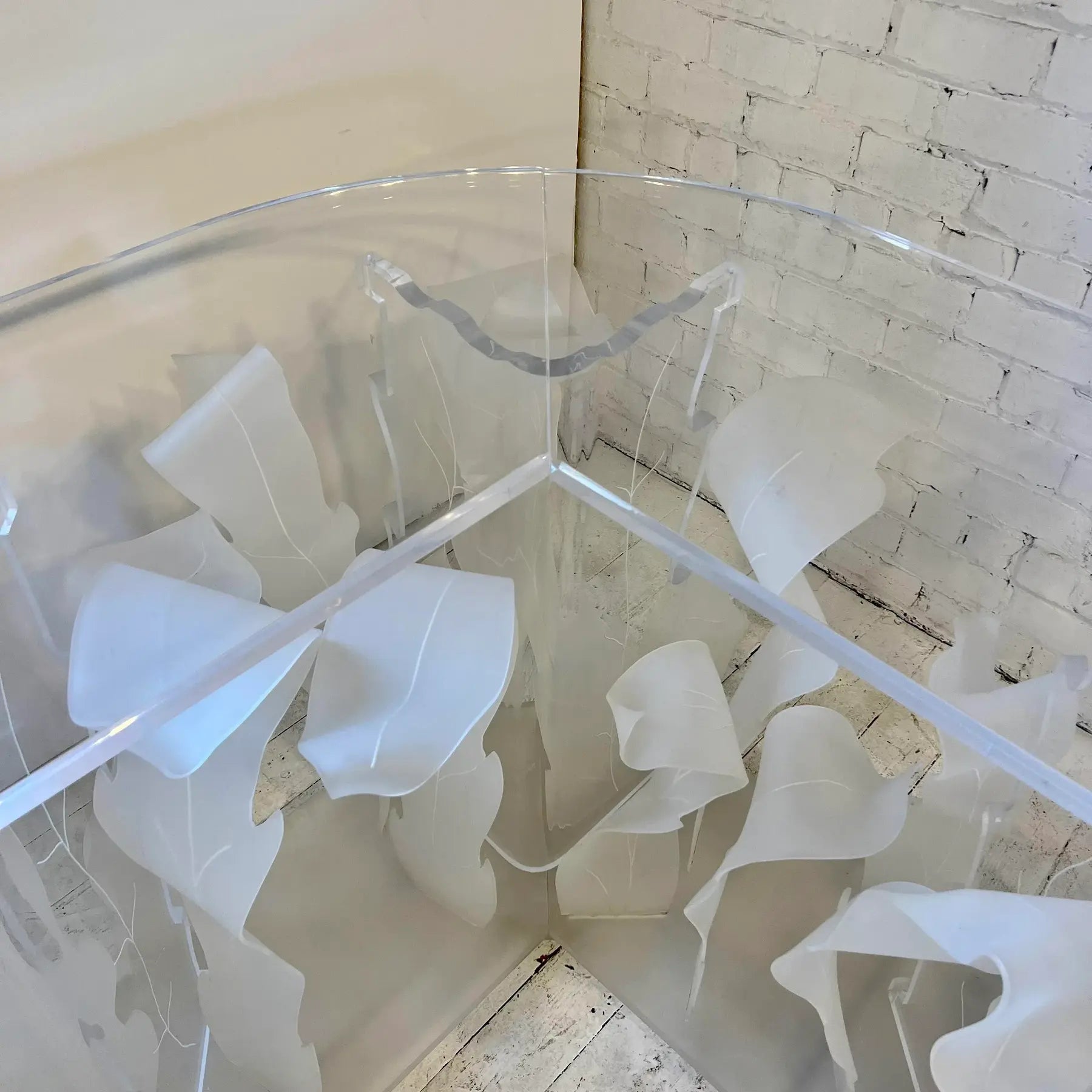 1980s Custom Lucite Sculptural Foliage L Shape Bar
